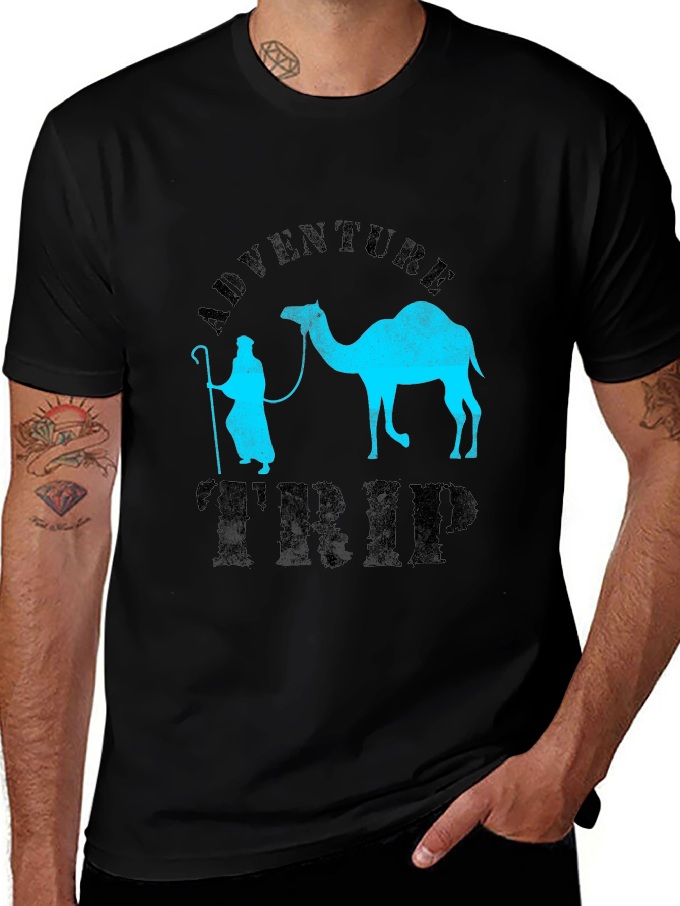 Black Adventure Trip T-Shirt - Camel Design main image