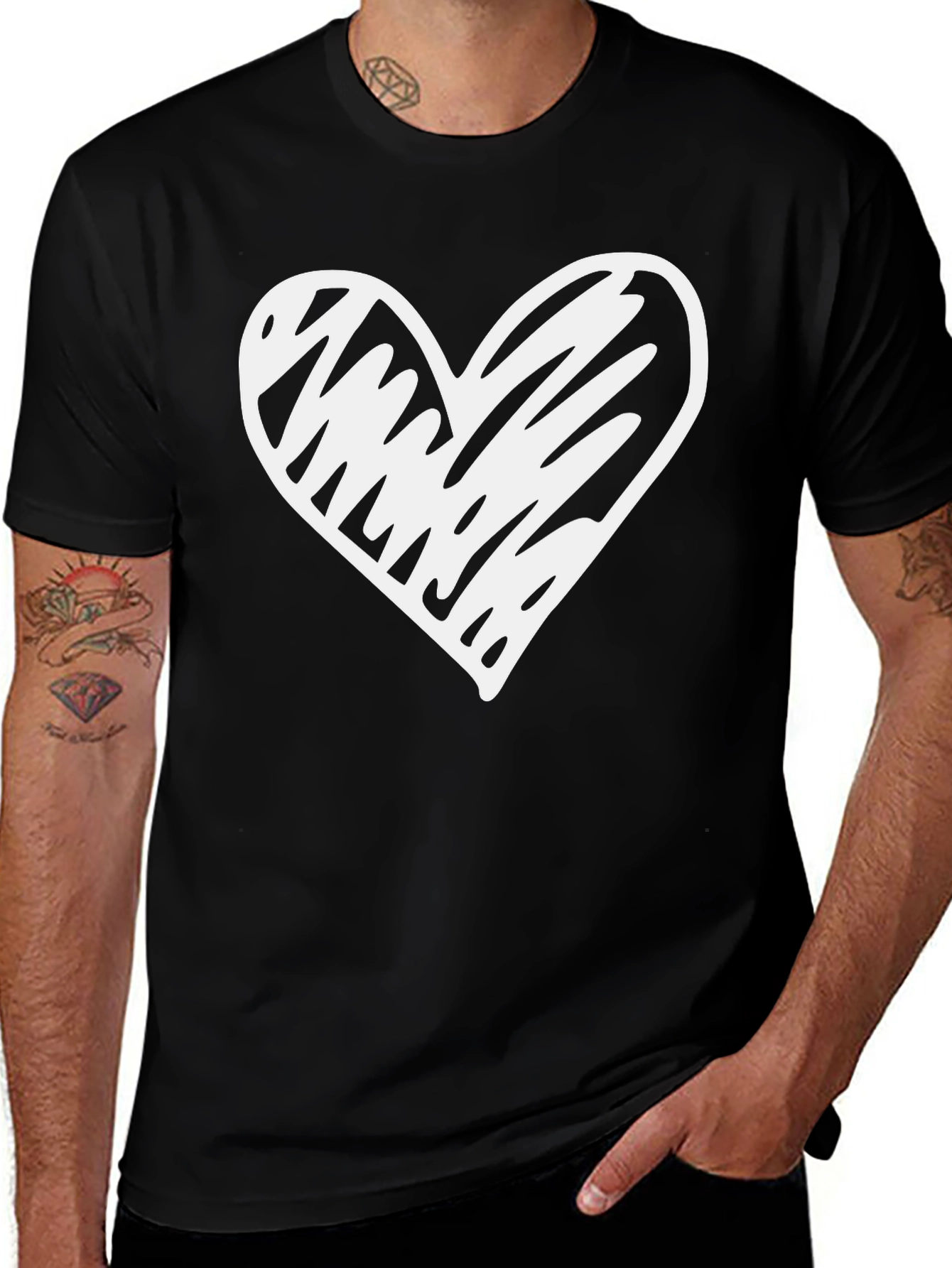 Variant 23 of Heart Scribble Graphic Black T-Shirt