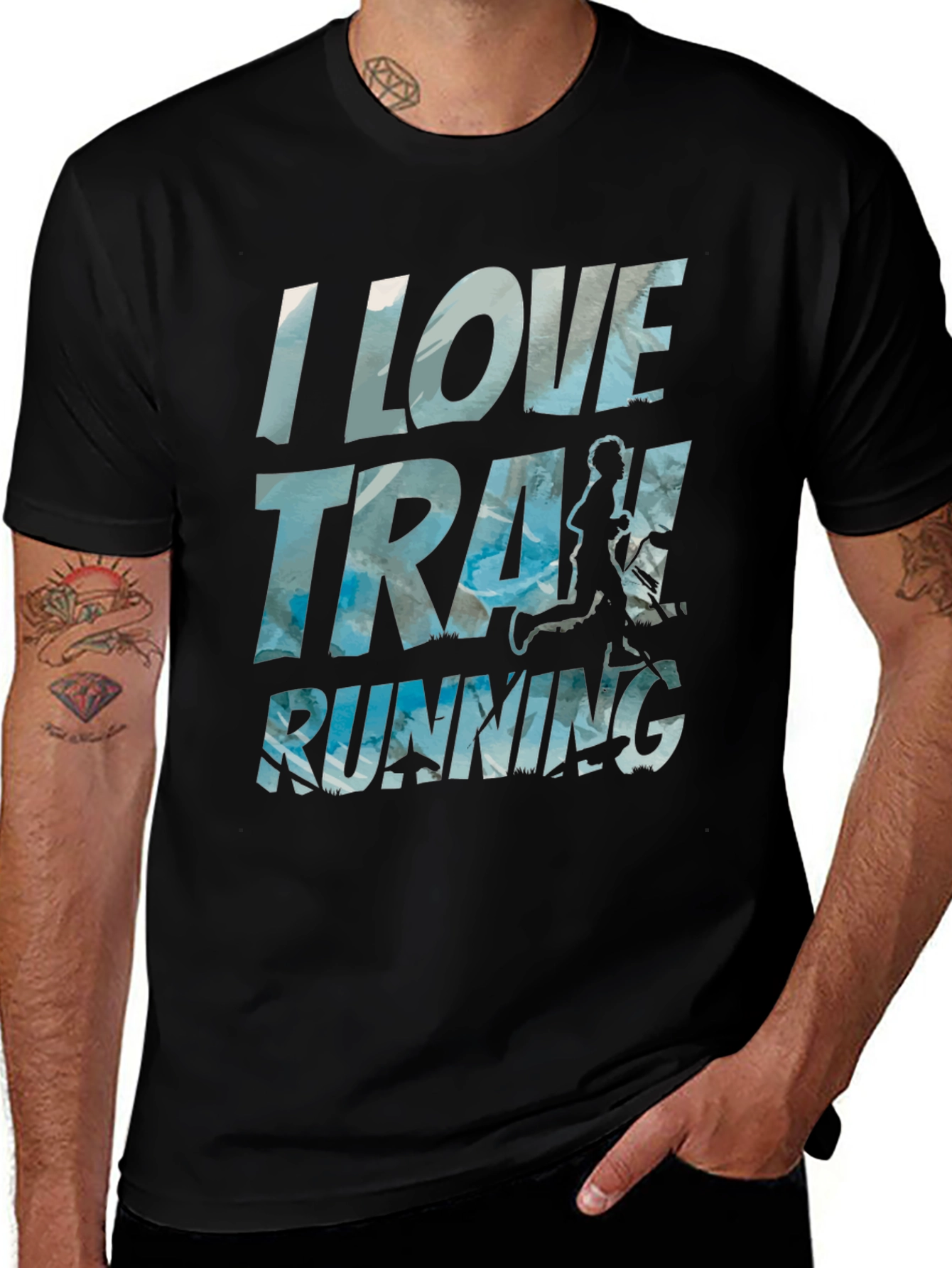 Variant 6 of I Love Trail Running Graphic Black T-Shirt