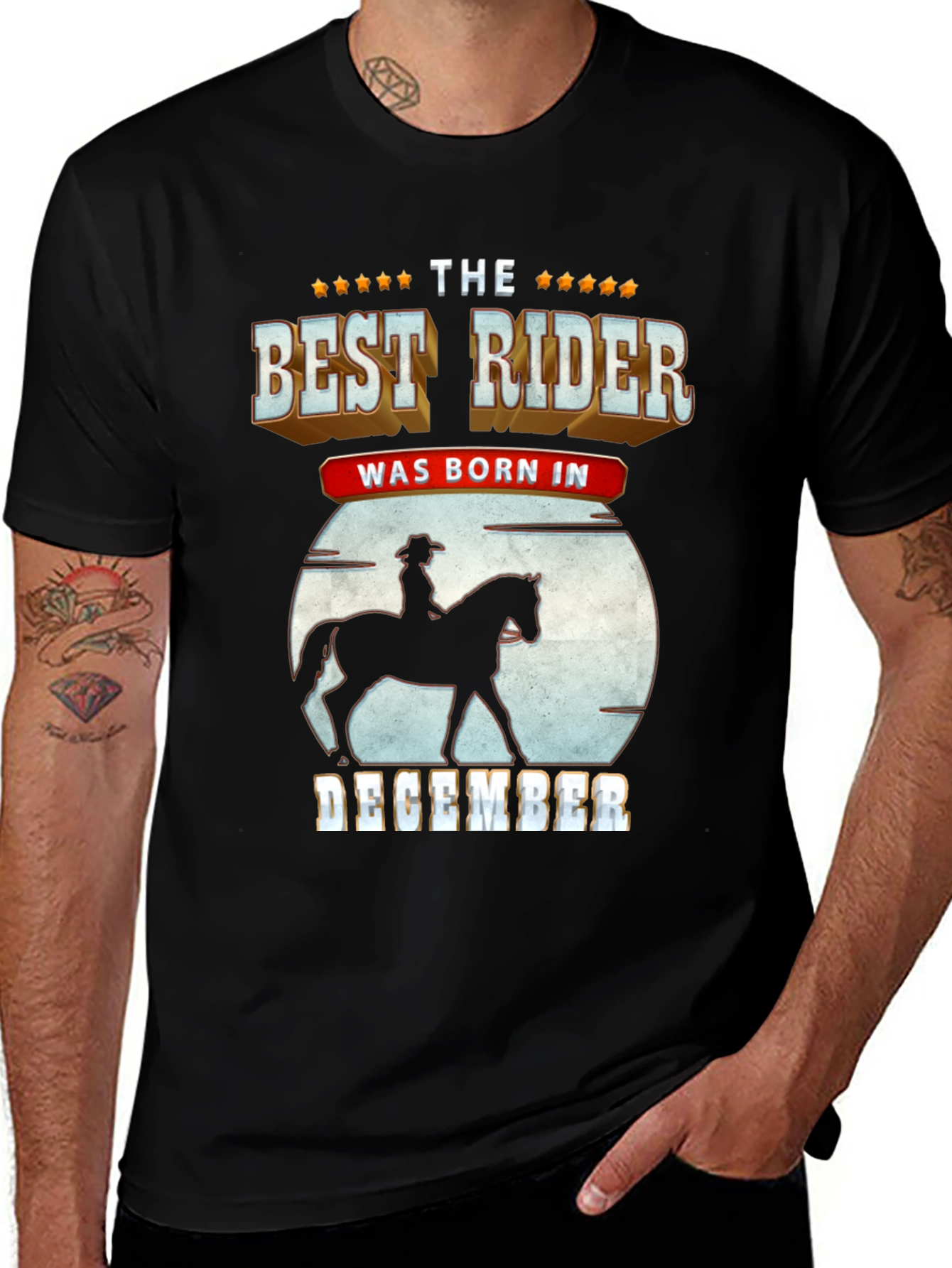 Variant 23 of December Birthday Horse Rider T-Shirt