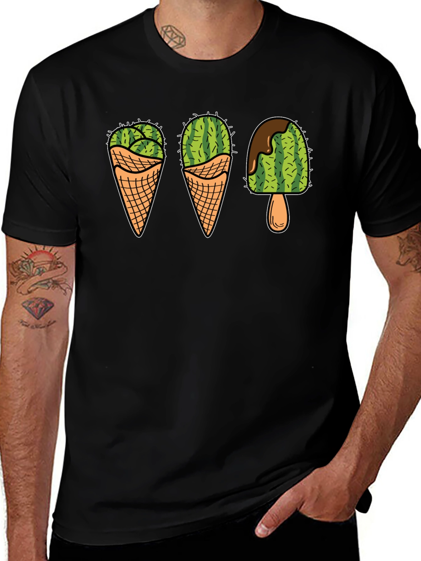 Variant 15 of Cactus Ice Cream Graphic Tee - Novelty T-Shirt