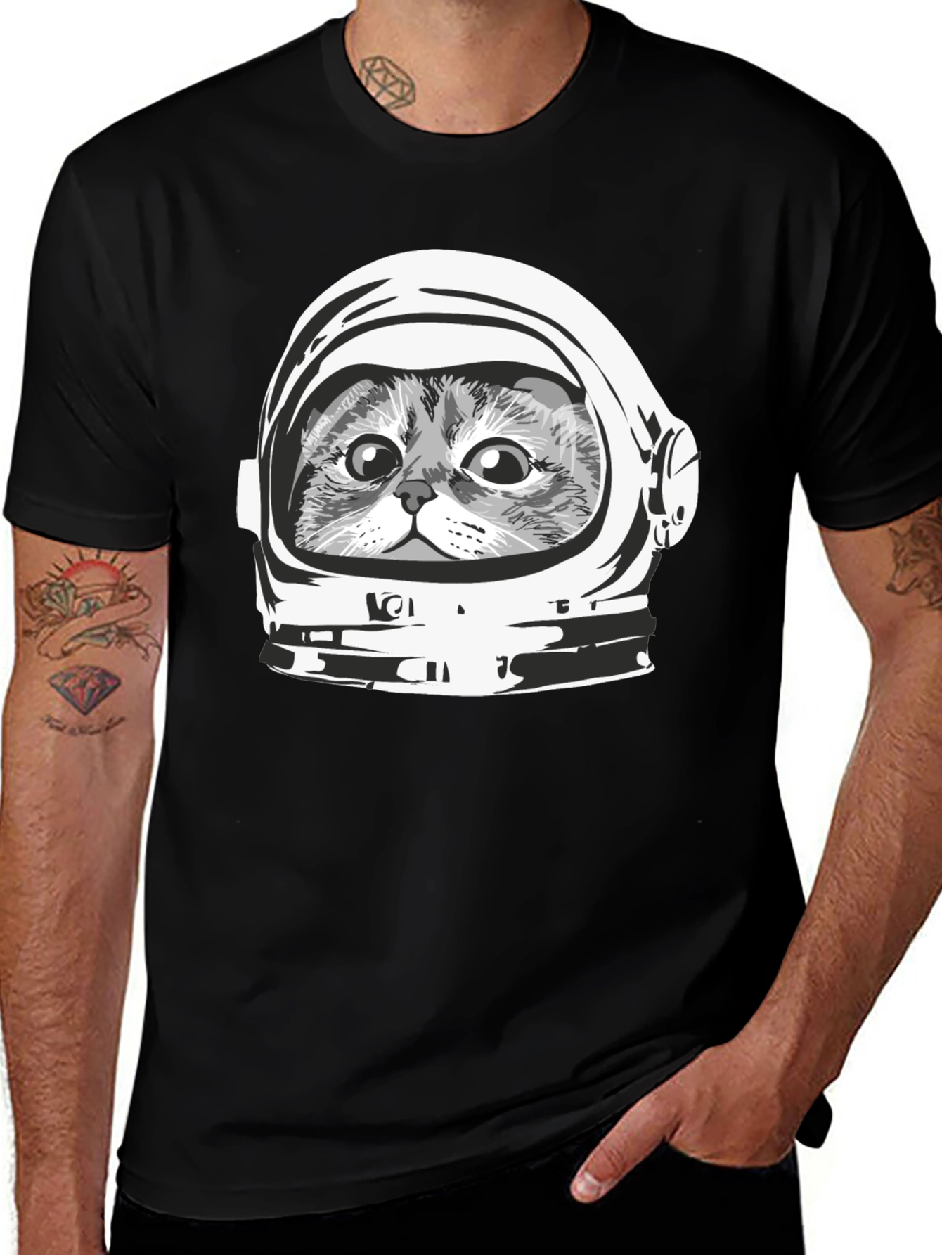 Variant 24 of Cat Astronaut Graphic T-Shirt - Black