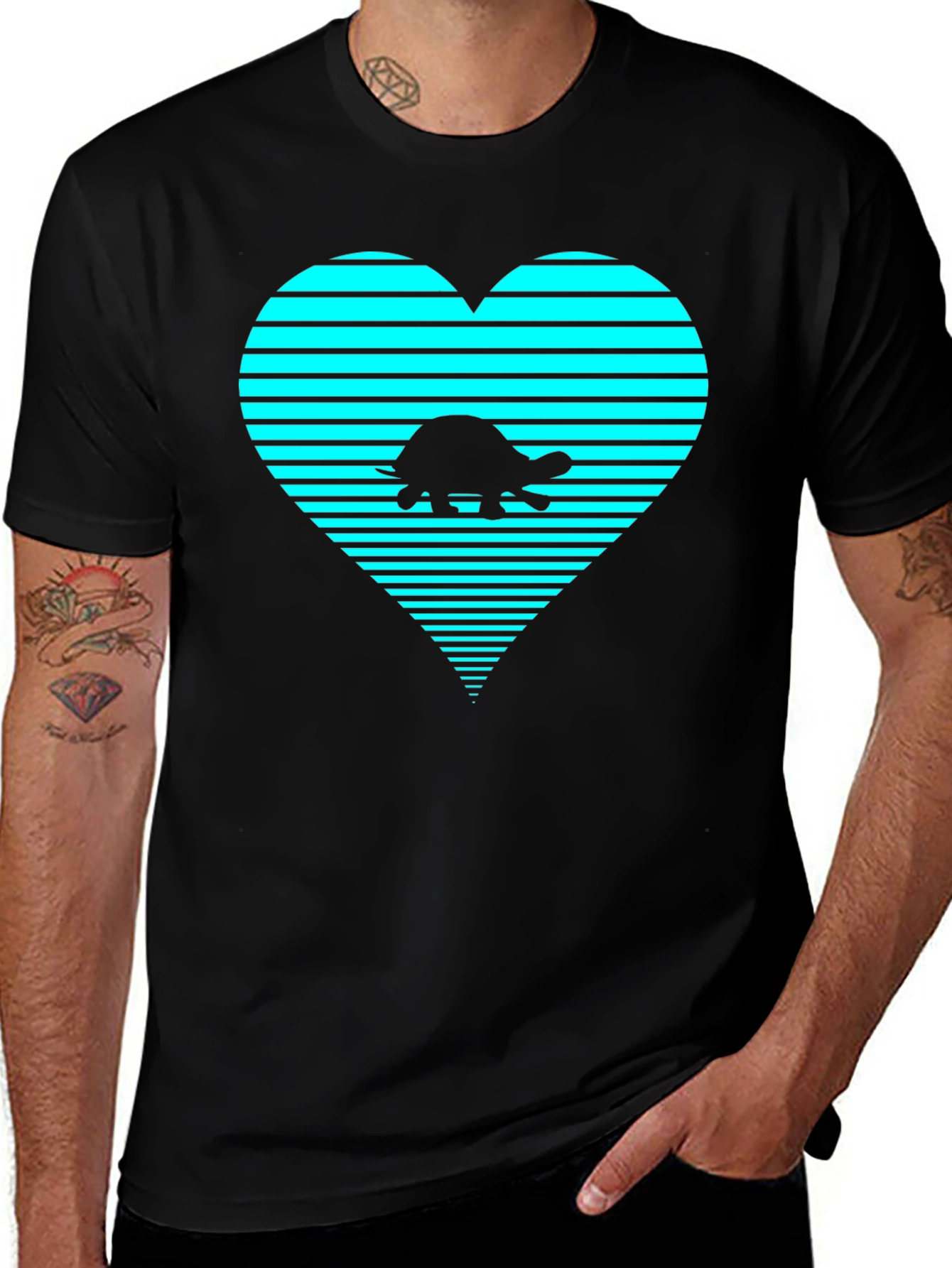 Variant 7 of Turtle Heart Graphic T-Shirt - Black