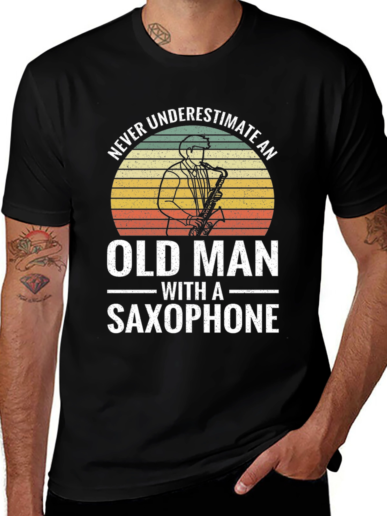 Variant 9 of Old Man Saxophone T-Shirt - Musician Gift