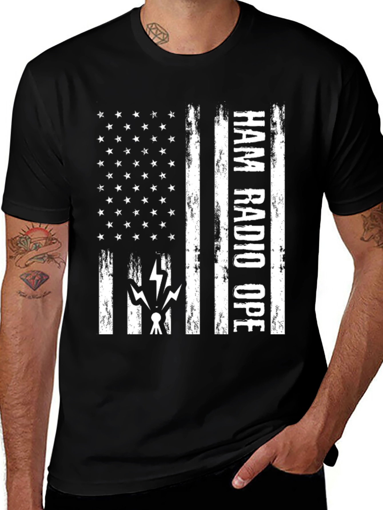 Variant 10 of Ham Radio Operator American Flag T-Shirt