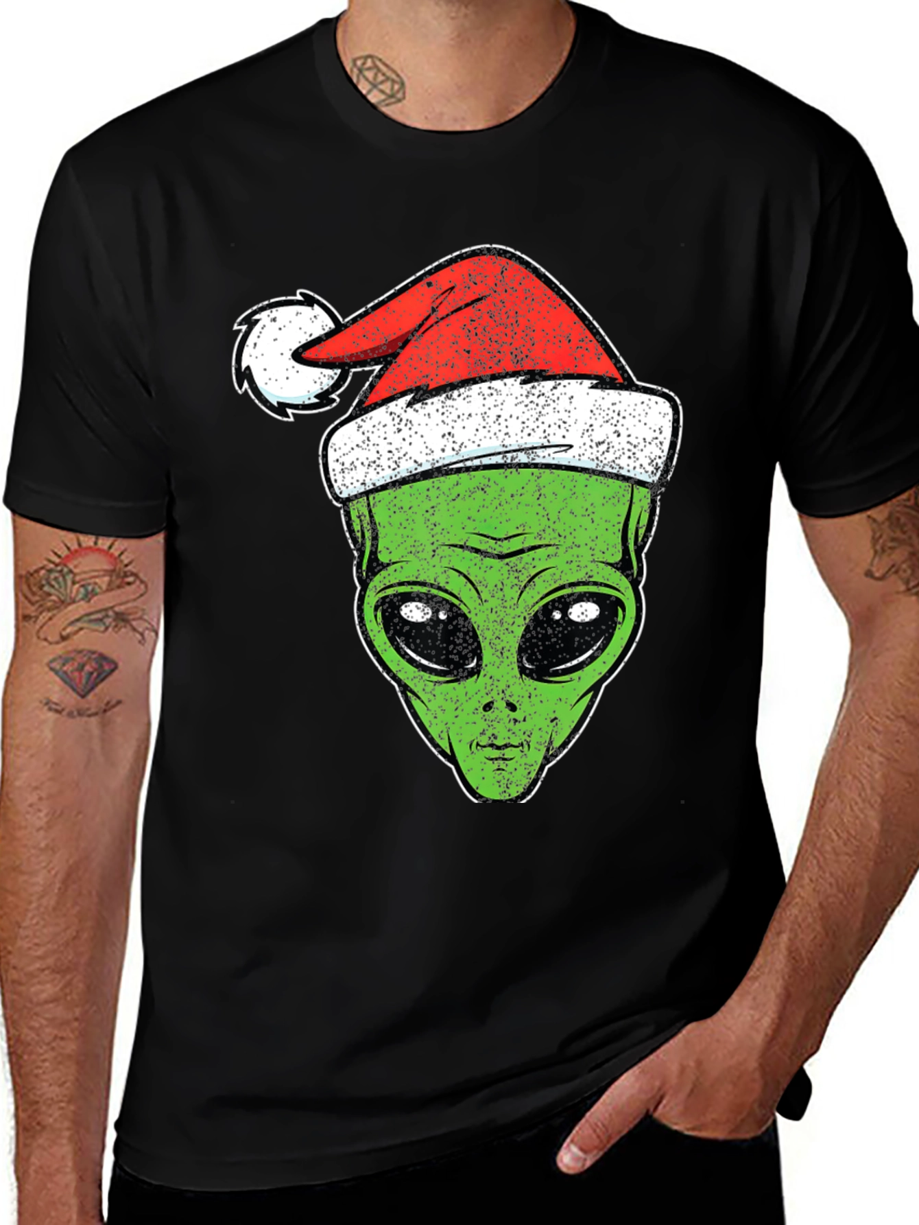 Variant 14 of Alien Christmas Santa Hat Graphic Tee