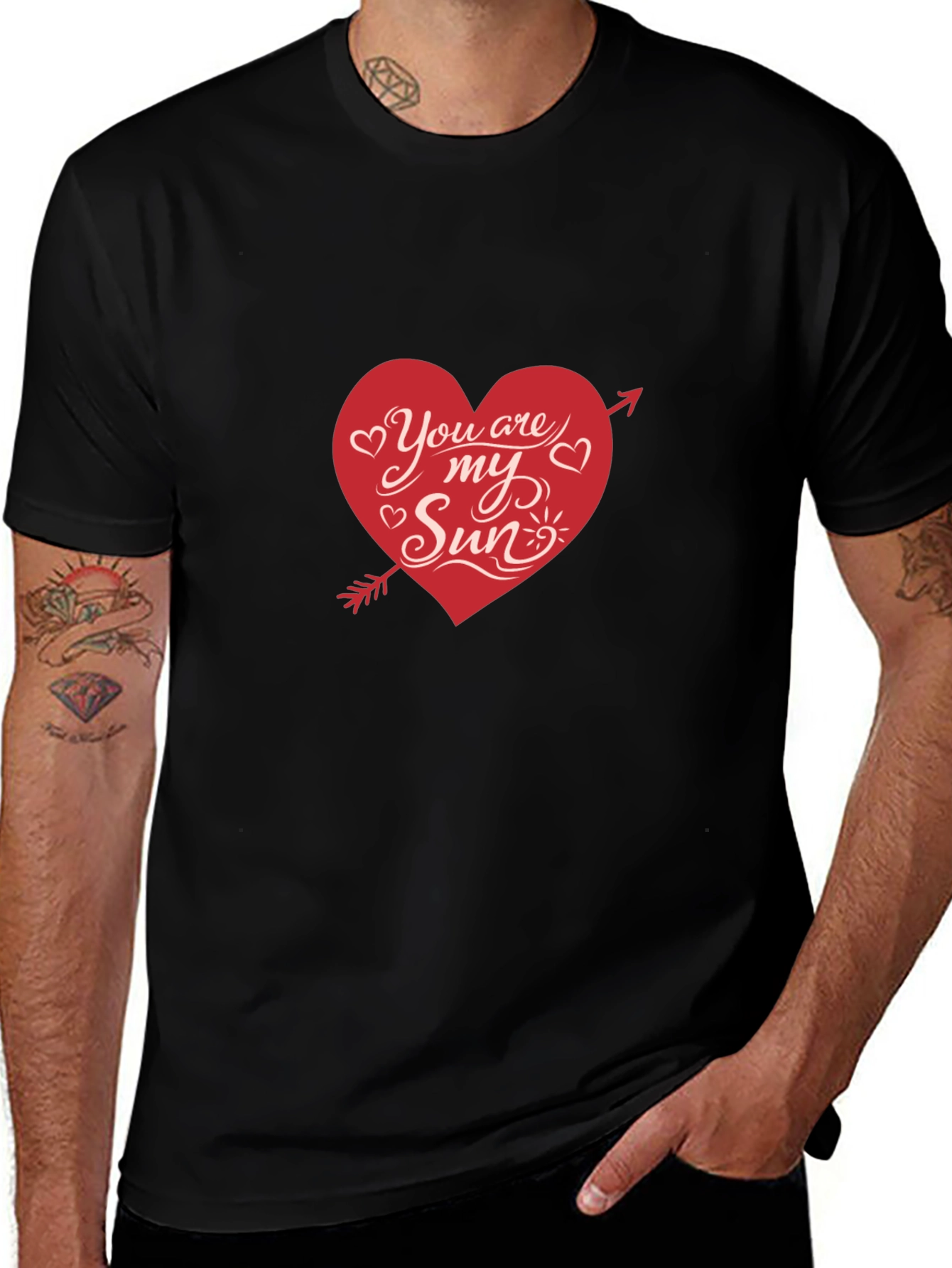Variant 15 of You Are My Sun Heart Graphic Tee - Black