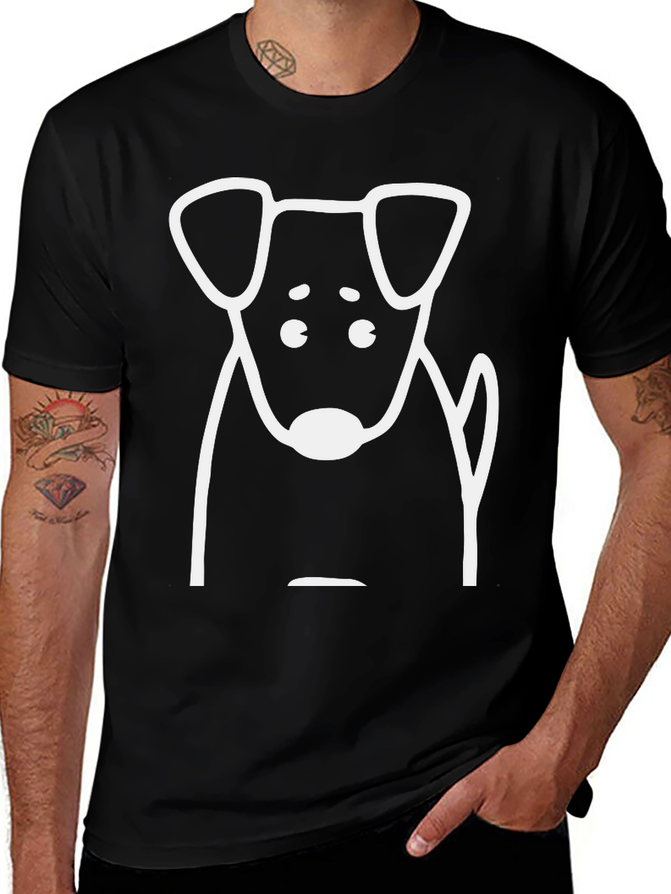 Variant 17 of Dog Graphic Black T-Shirt - Casual Style