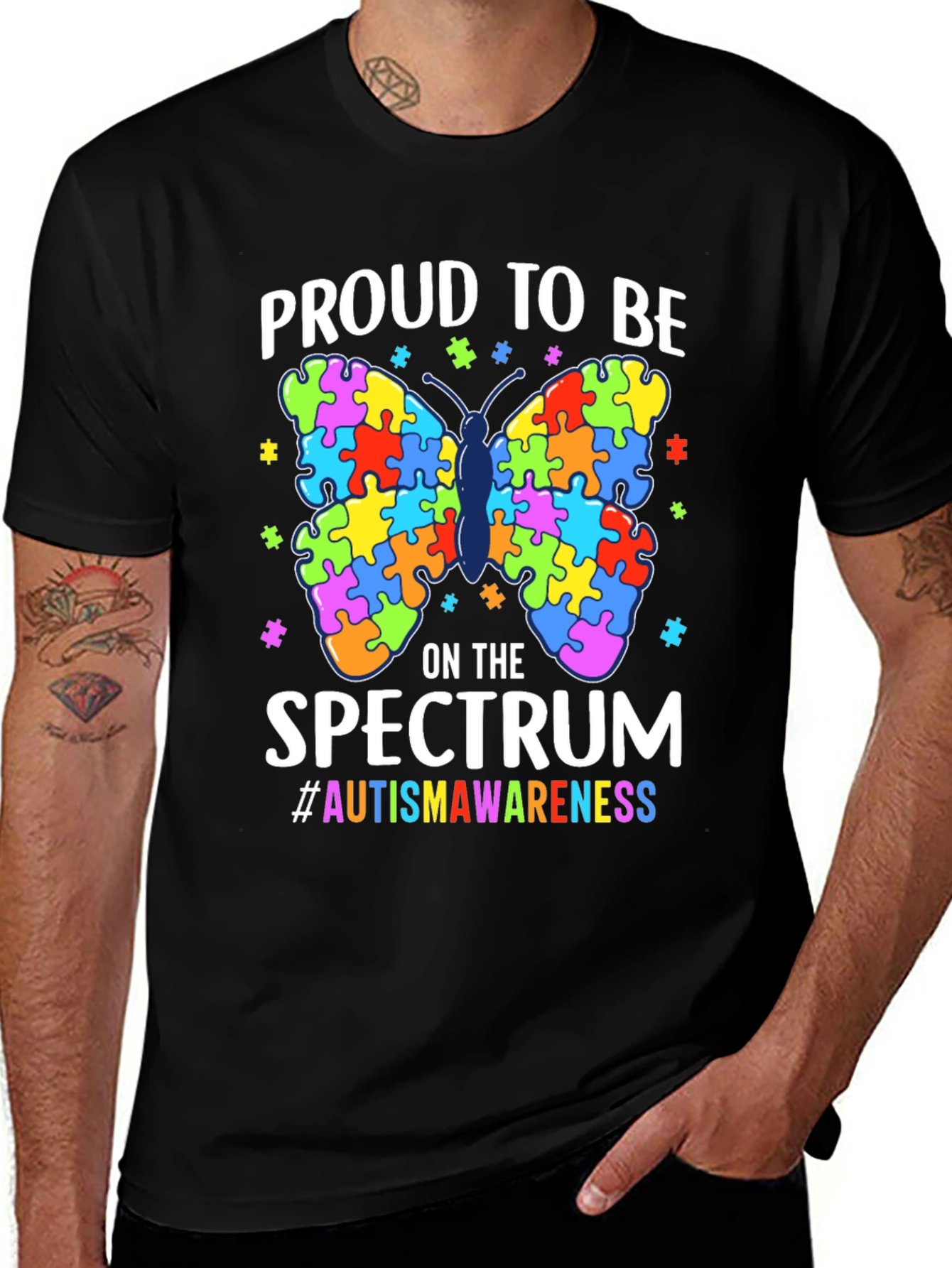 Variant 10 of Autism Awareness Butterfly T-Shirt