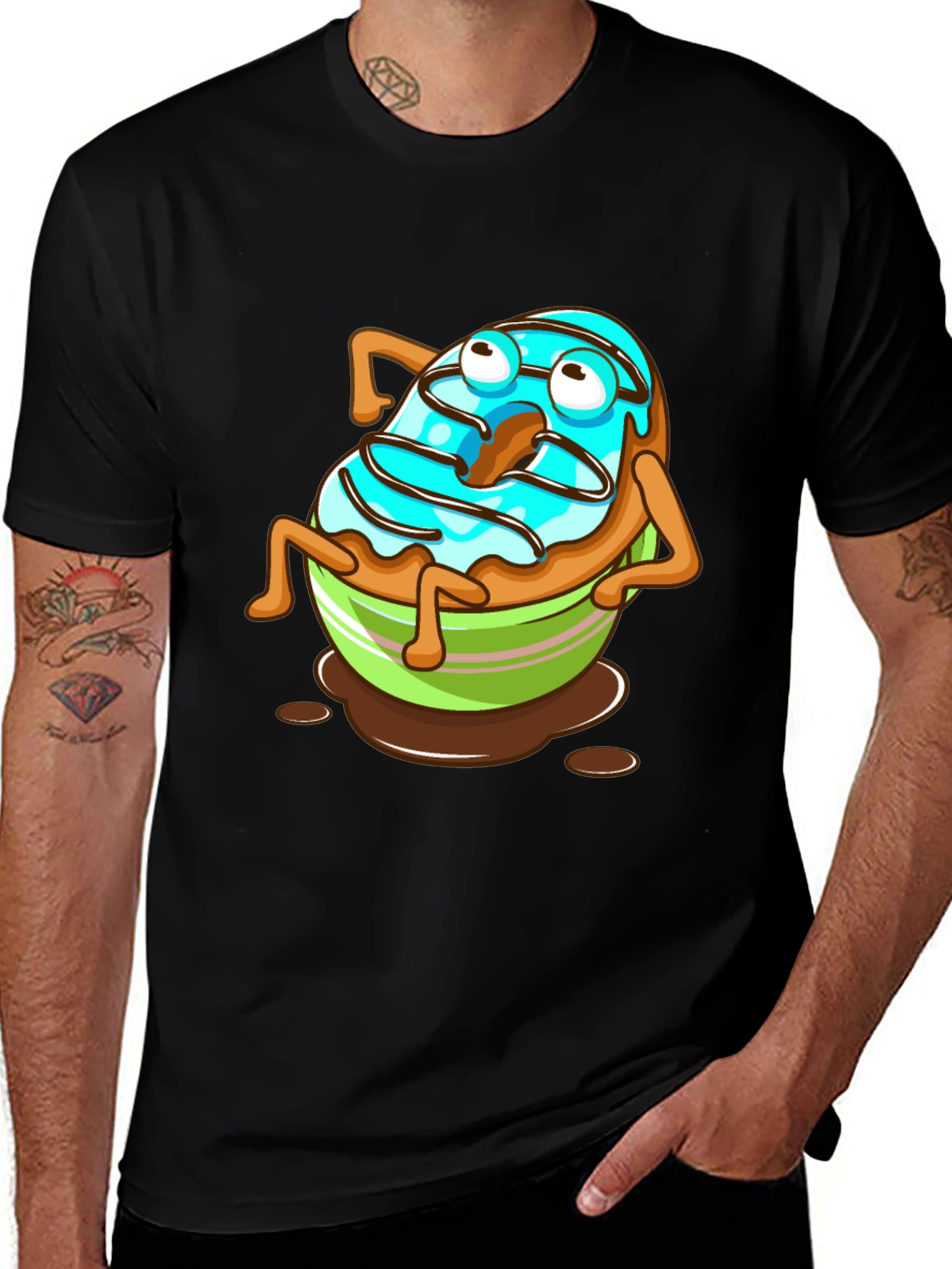 Variant 4 of Funny Donut Cartoon Graphic Tee - Relaxed Style
