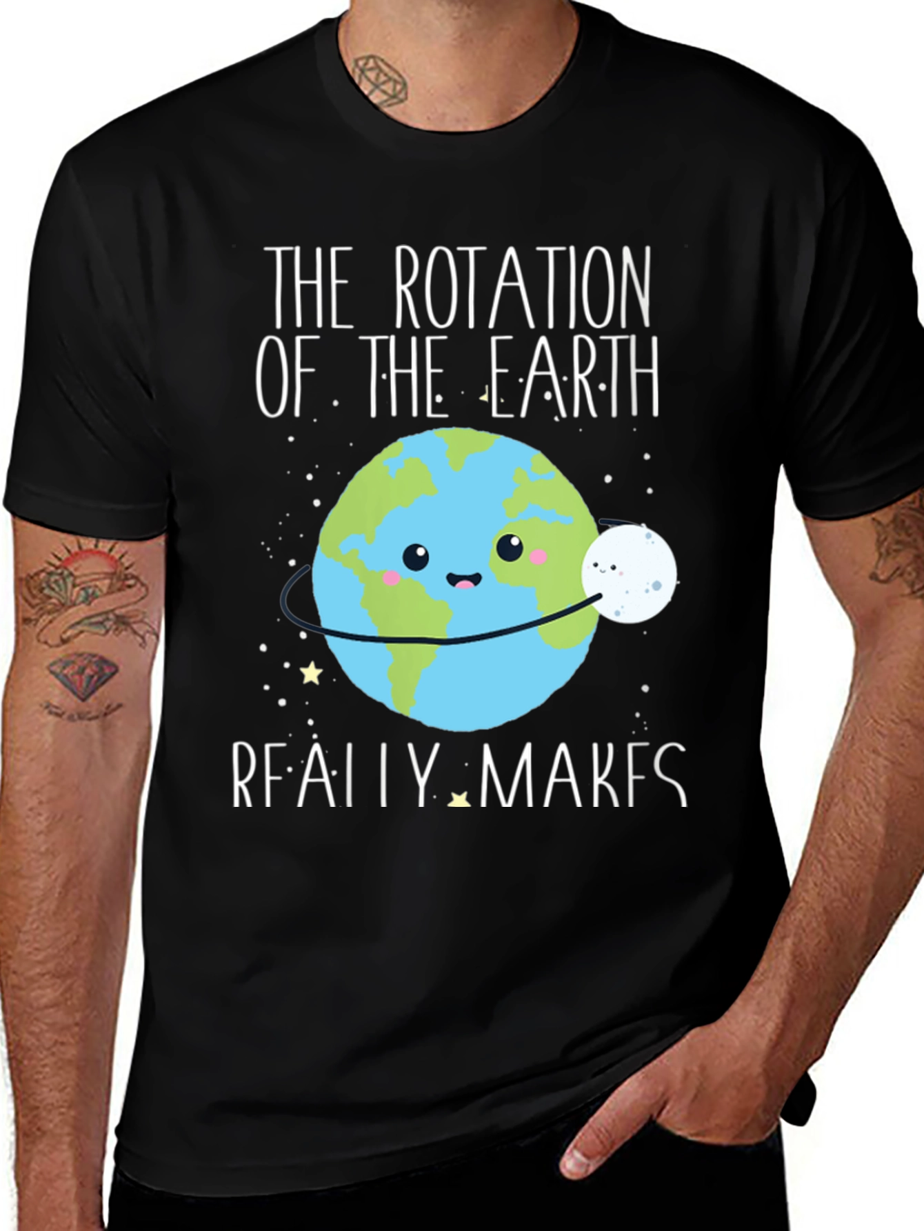 Variant 28 of Earth Rotation T-Shirt Funny Cartoon Graphic Tee