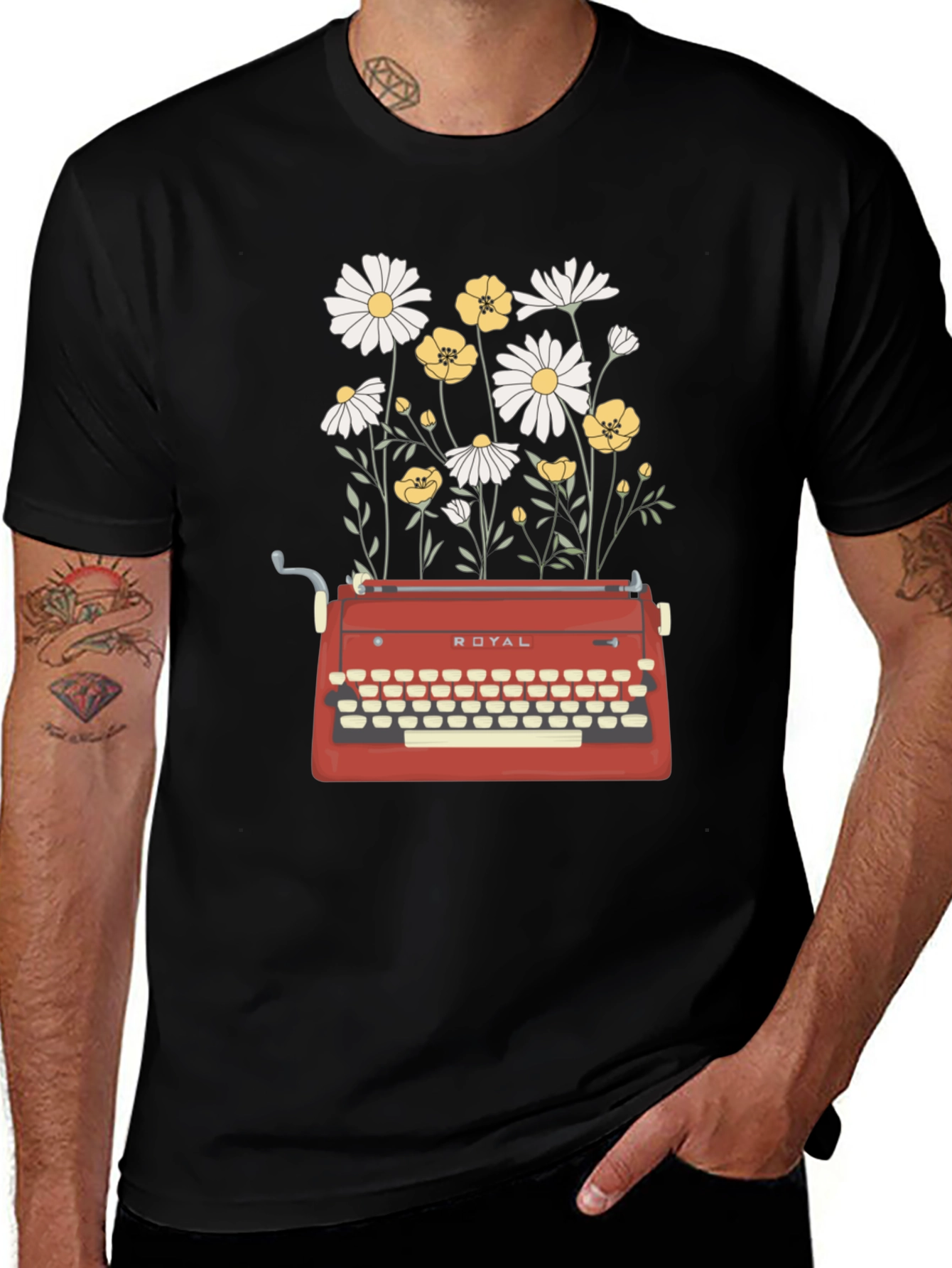 Variant 27 of Vintage Typewriter & Floral Graphic Tee