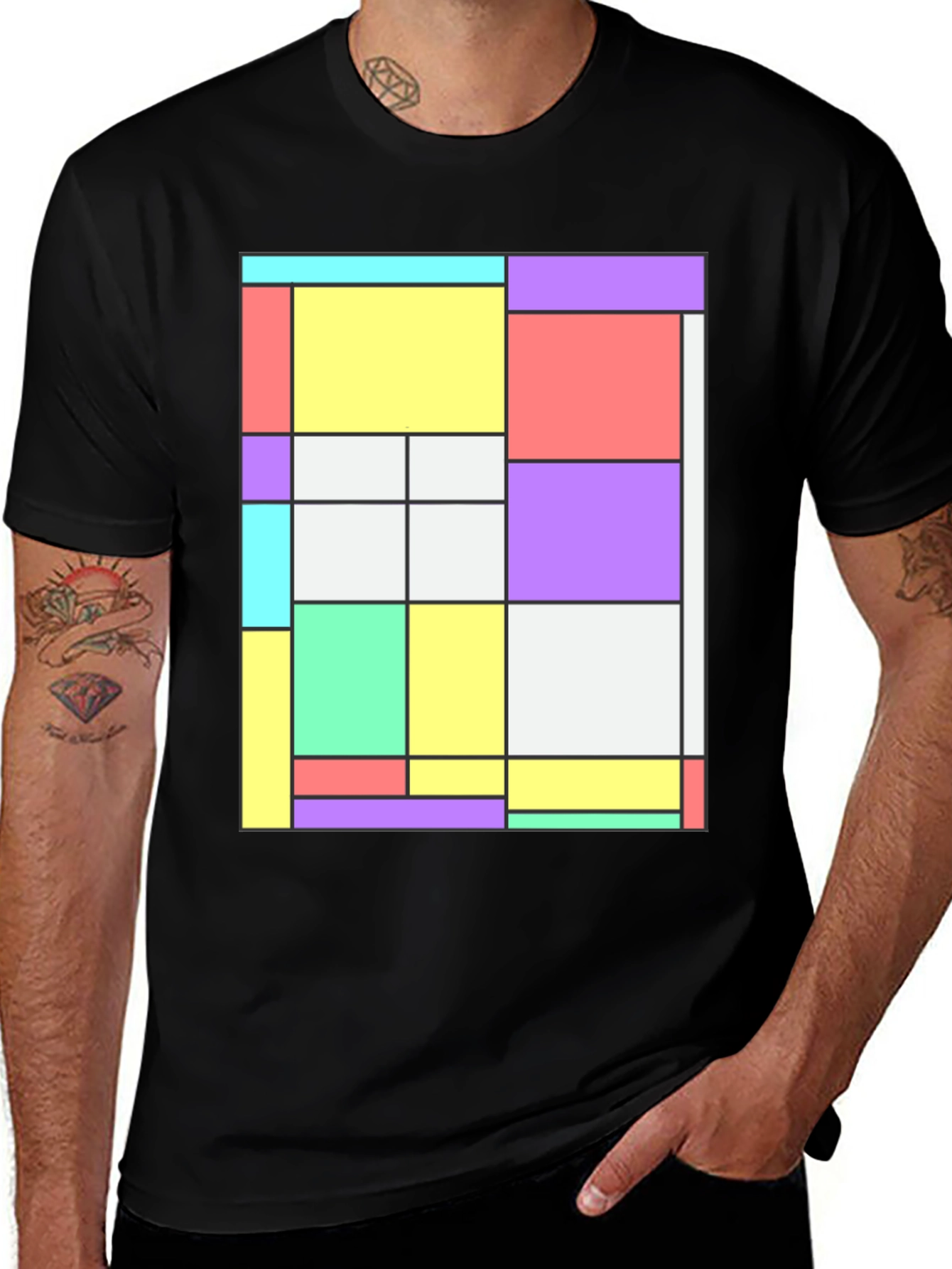 Modern Art Graphic Tee - Mondrian Style T-Shirt
