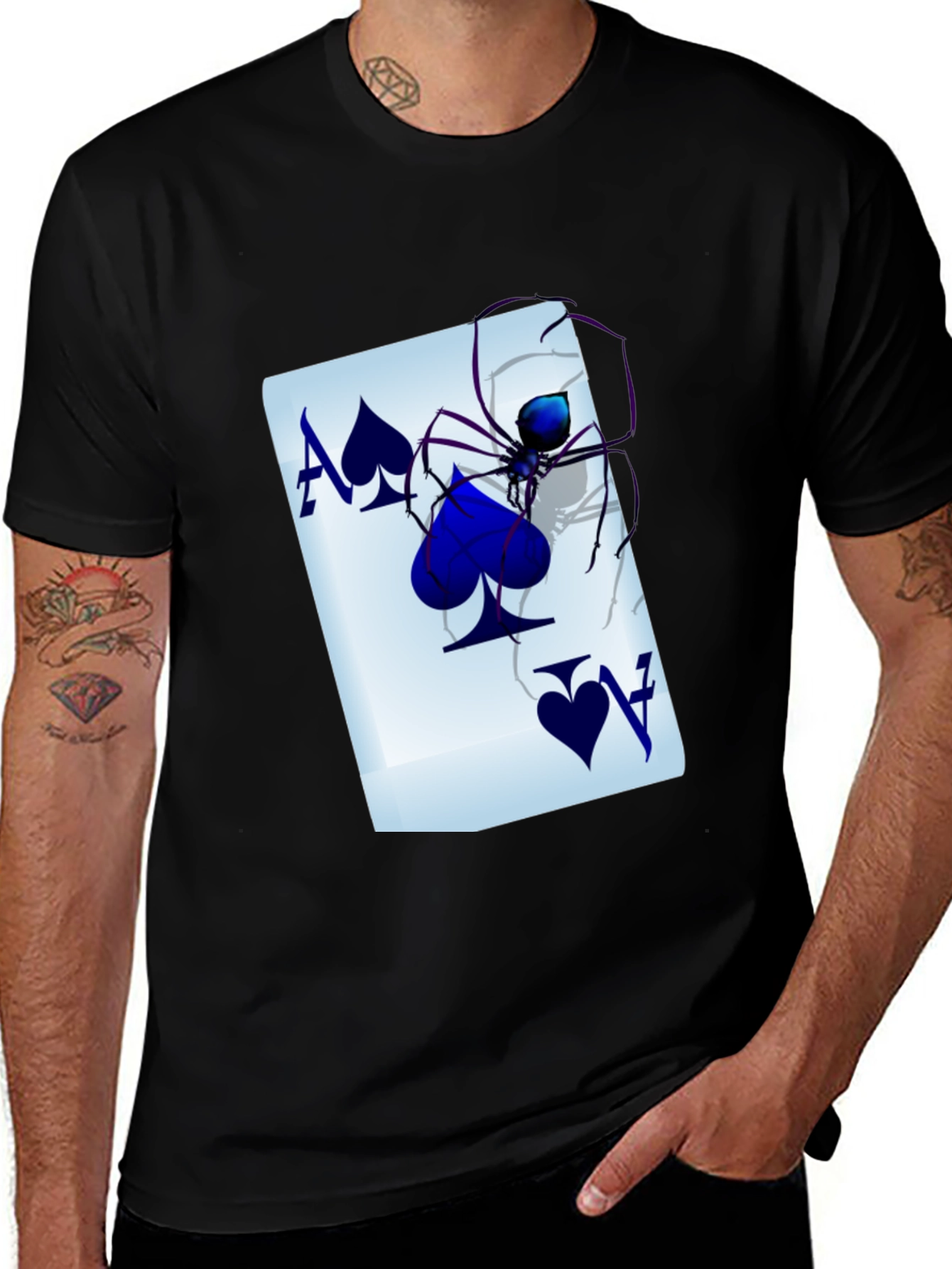 Variant 7 of Ace of Spades Spider Graphic T-Shirt - Cool Black Tee