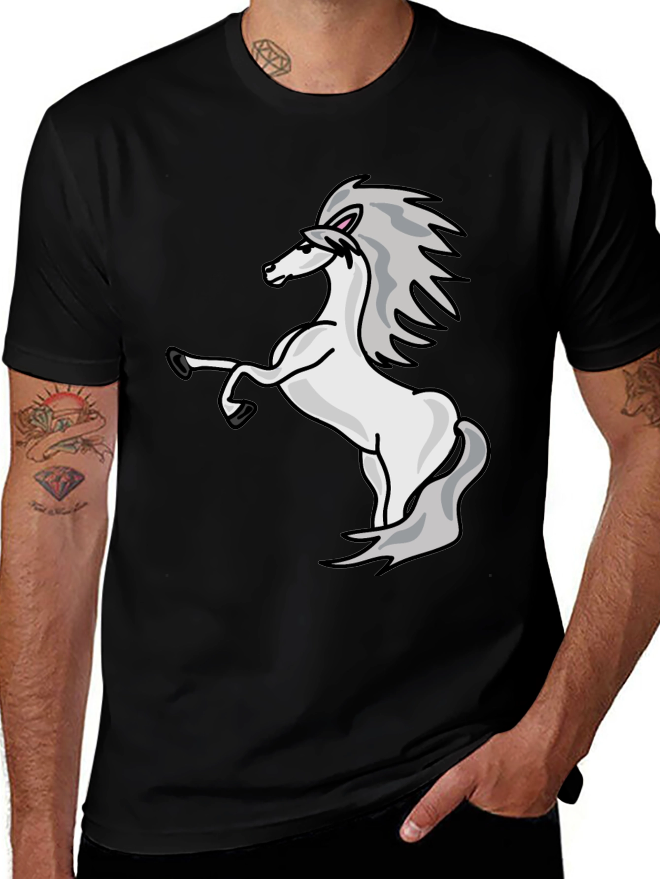 Variant 8 of Horse Graphic Tee - Stylish Black Cotton T-Shirt