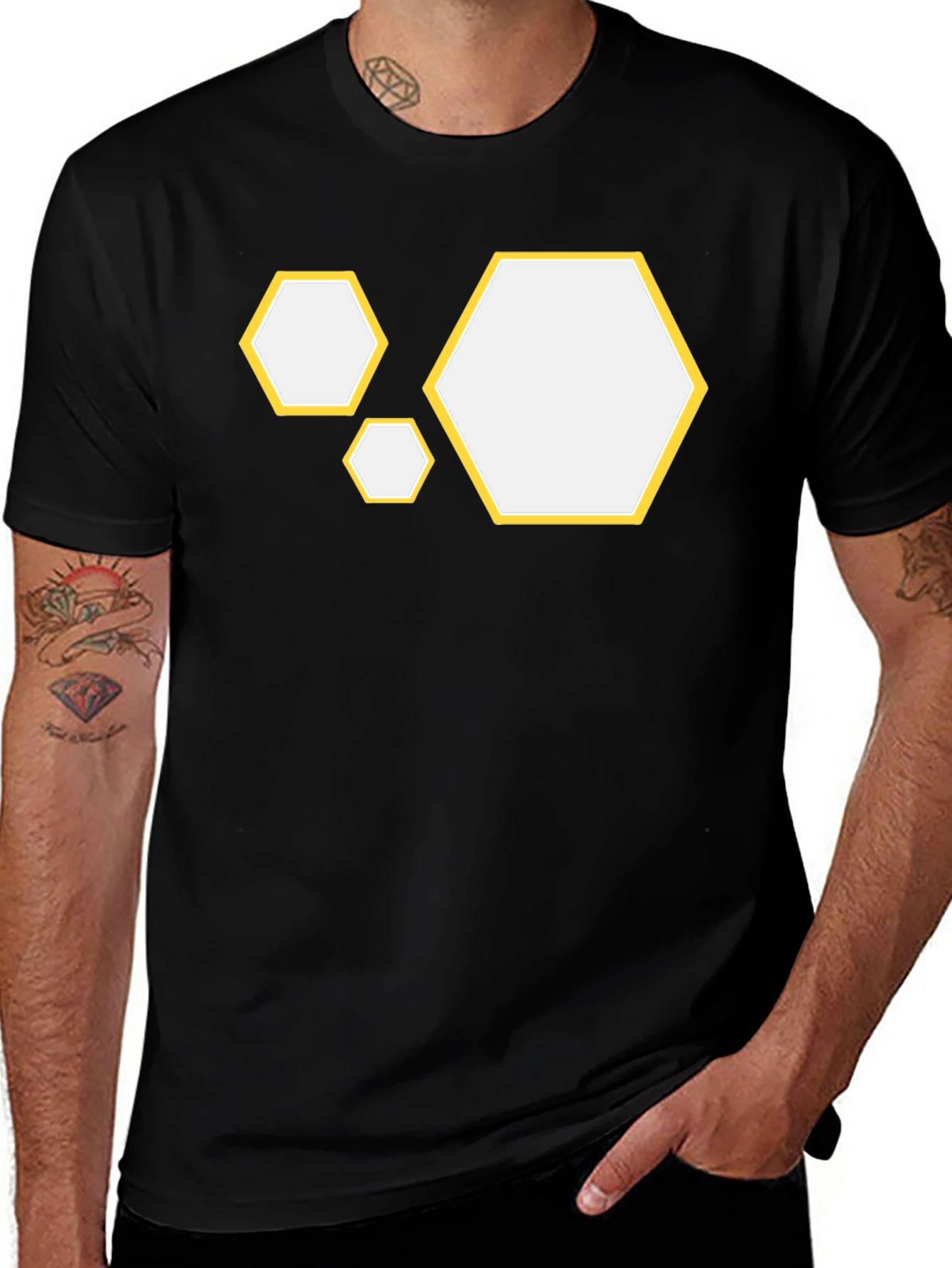 Variant 6 of Geometric Hexagon Graphic Tee - Modern Style