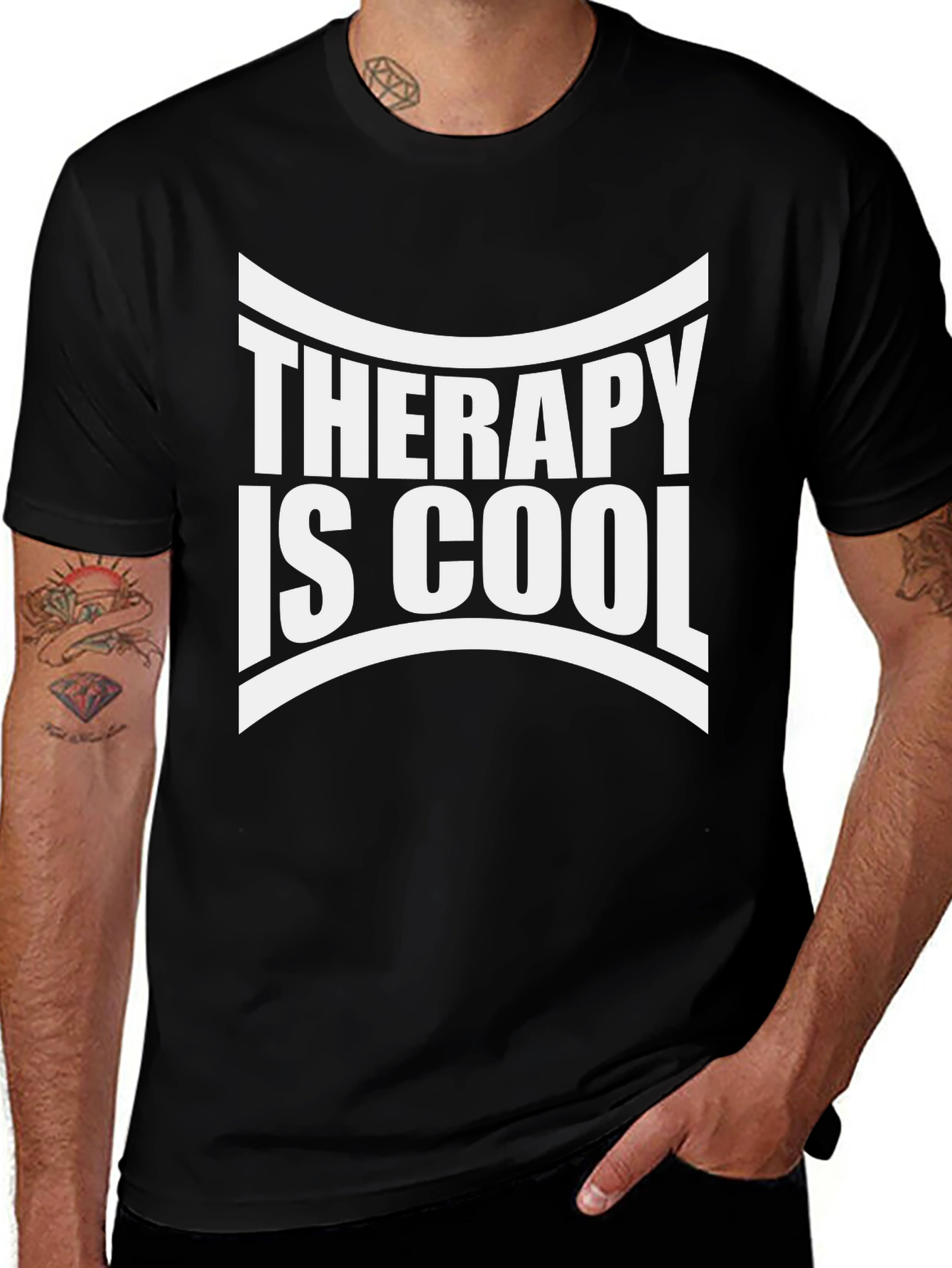 Variant 12 of Therapy is Cool Graphic Tee - Black