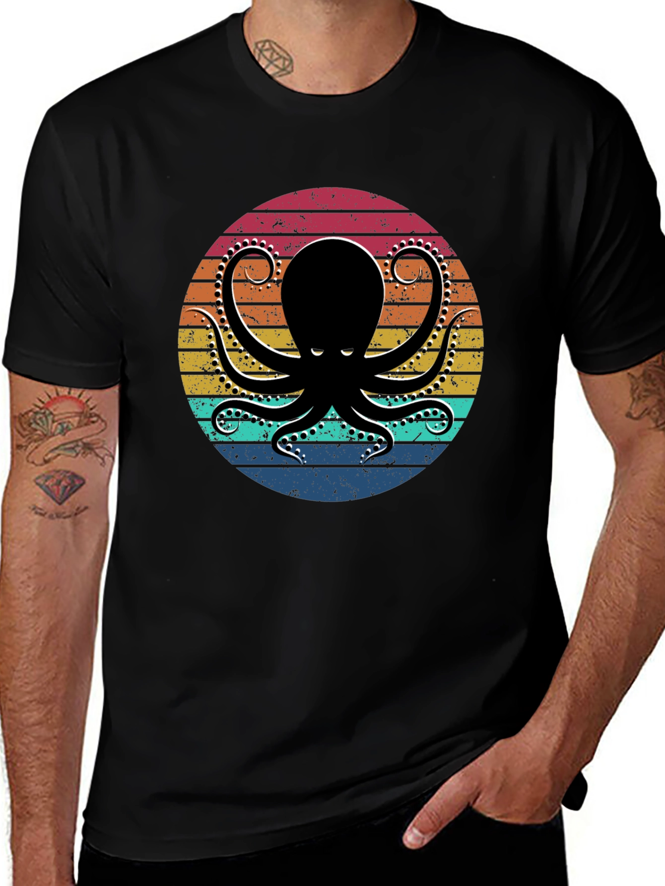 Variant 7 of Retro Octopus Graphic Tee - Black