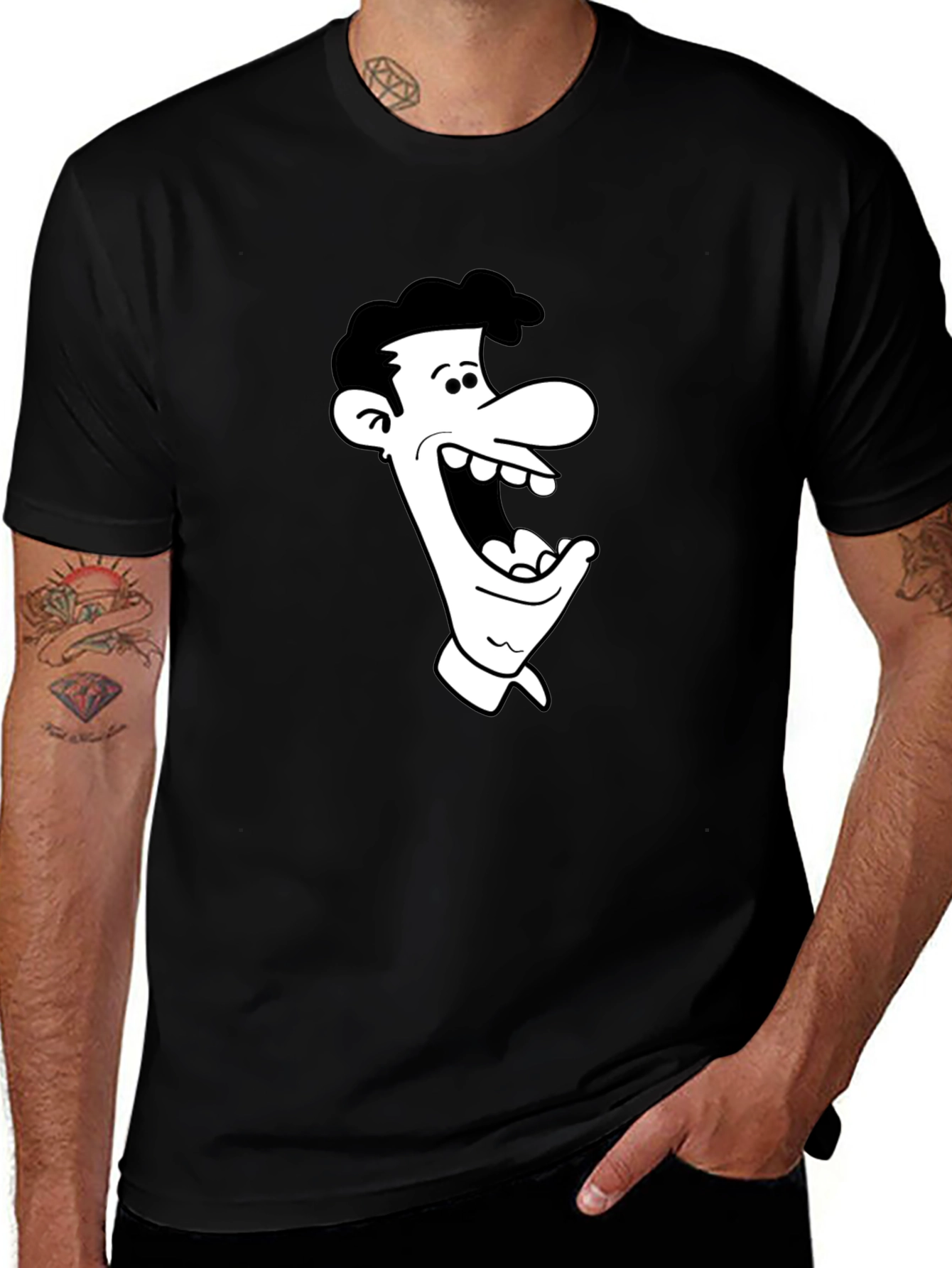 Variant 18 of Cartoon Face Black T-Shirt