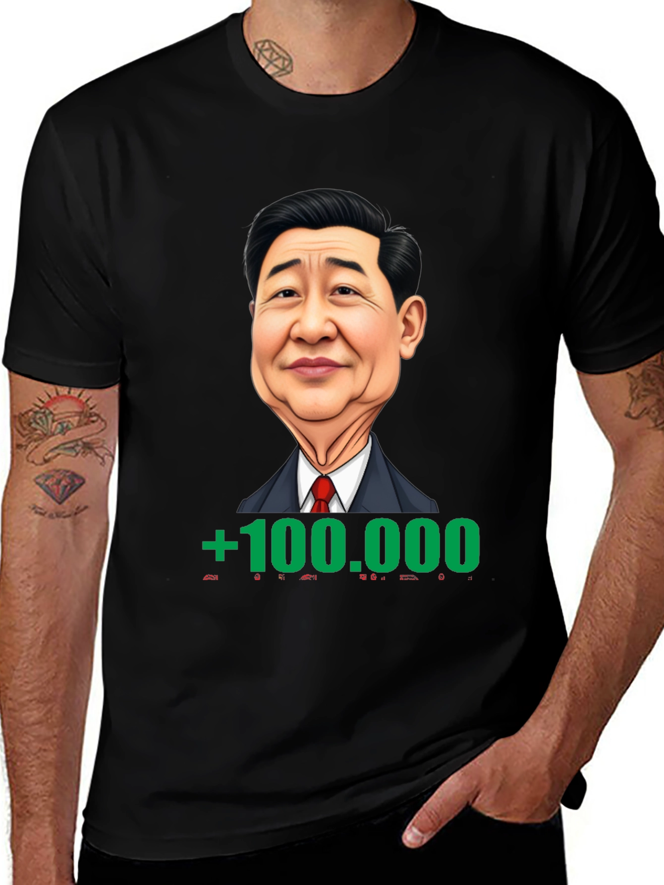 Variant 17 of Humorous Graphic Tee: Xi Jinping +100,000