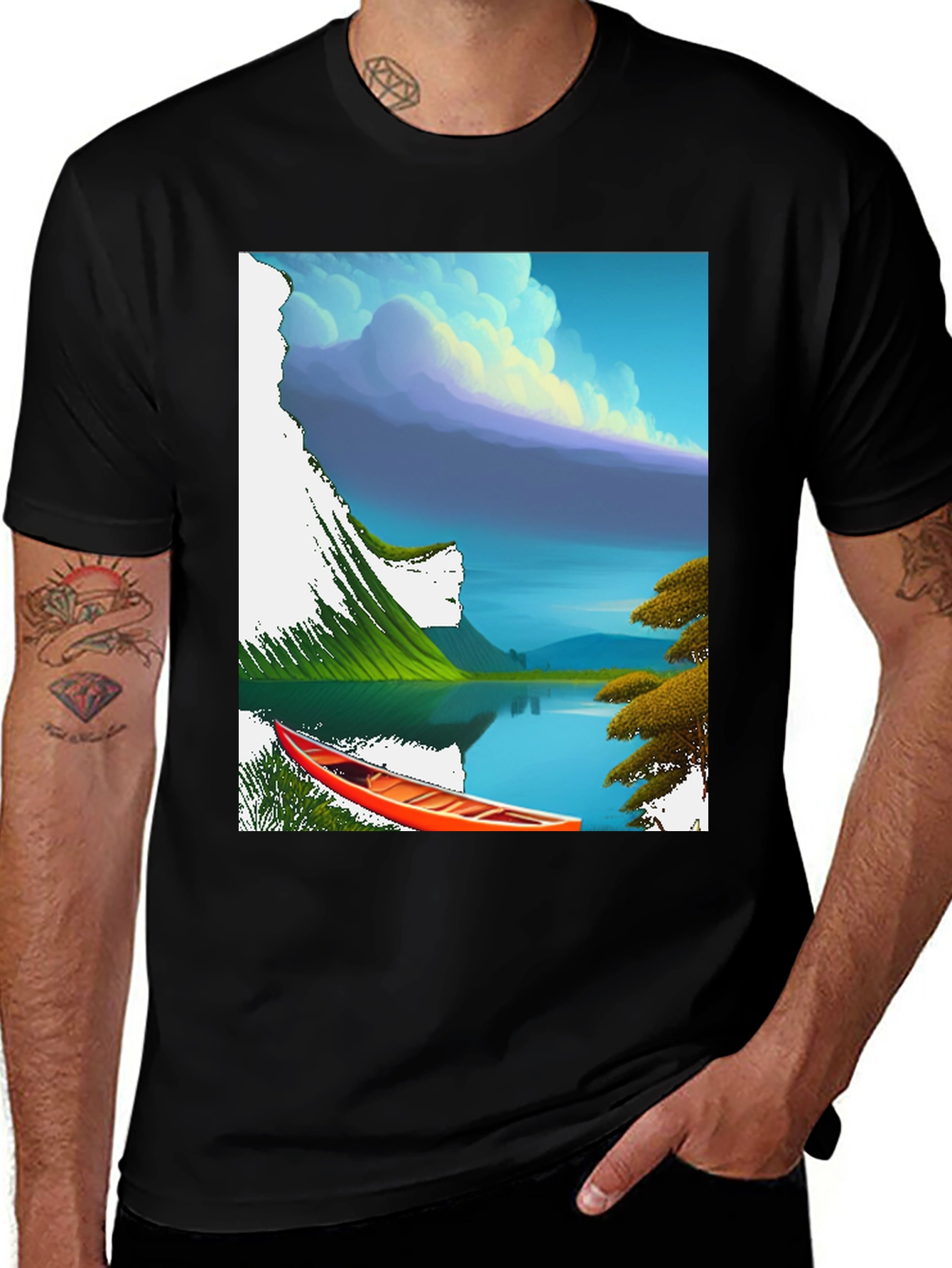 Variant 14 of Scenic Lake Graphic Tee - Black