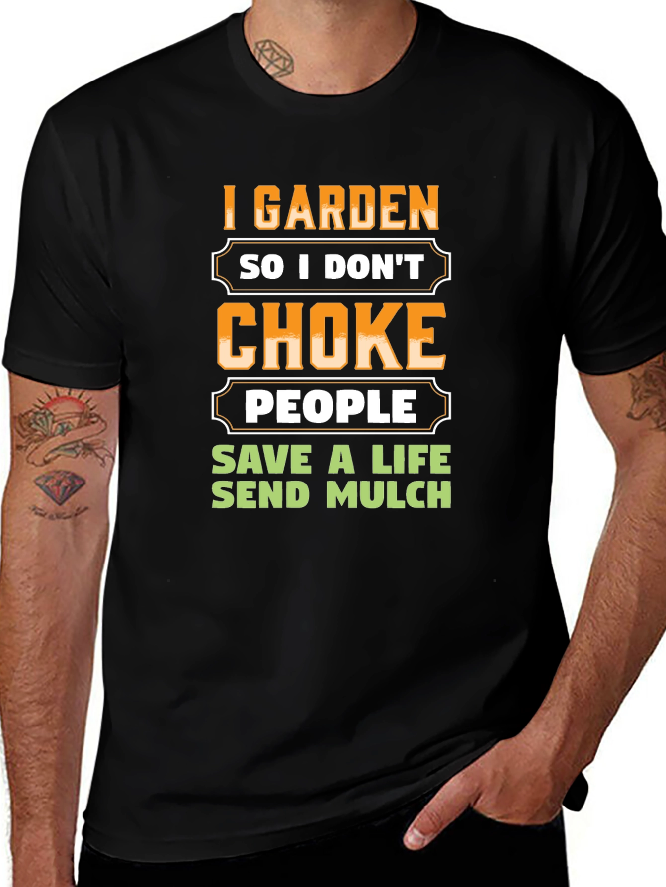Black I Garden So I Don't Choke People T-Shirt main image