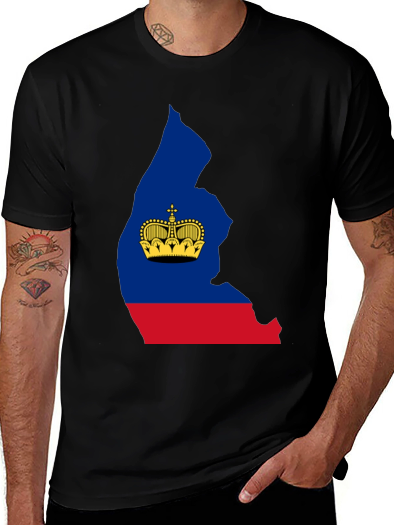 Variant 13 of Liechtenstein Flag Silhouette T-Shirt