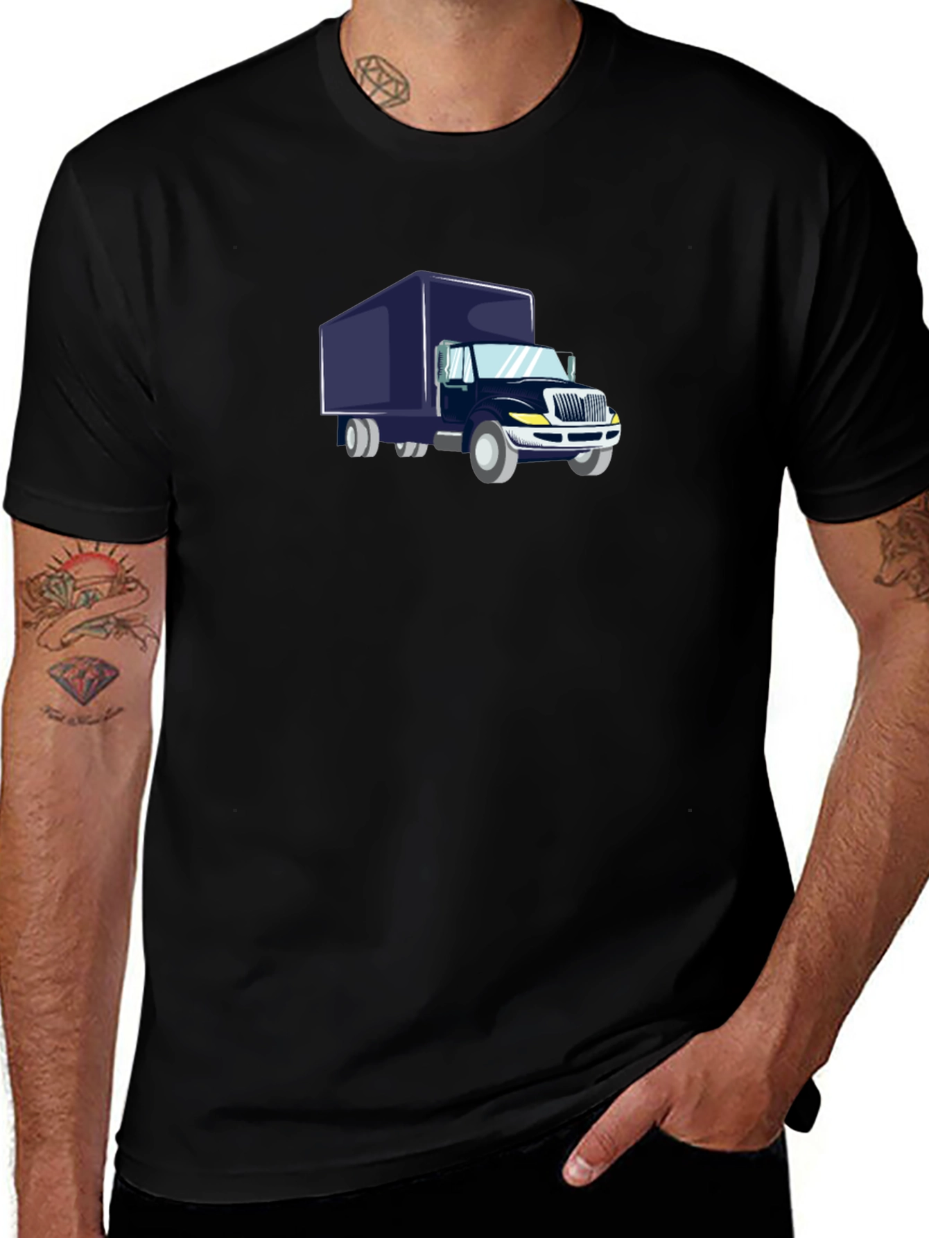 Truck Graphic Tee - Black Cotton T-Shirt