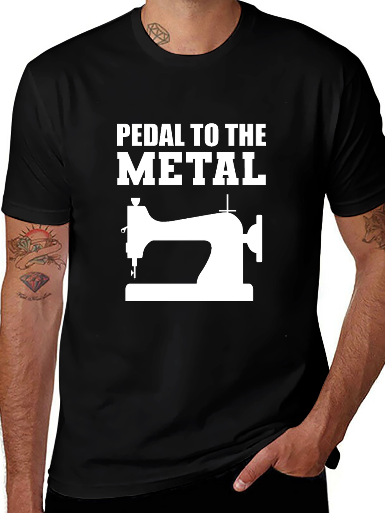 Black Pedal to the Metal Sewing T-Shirt main image