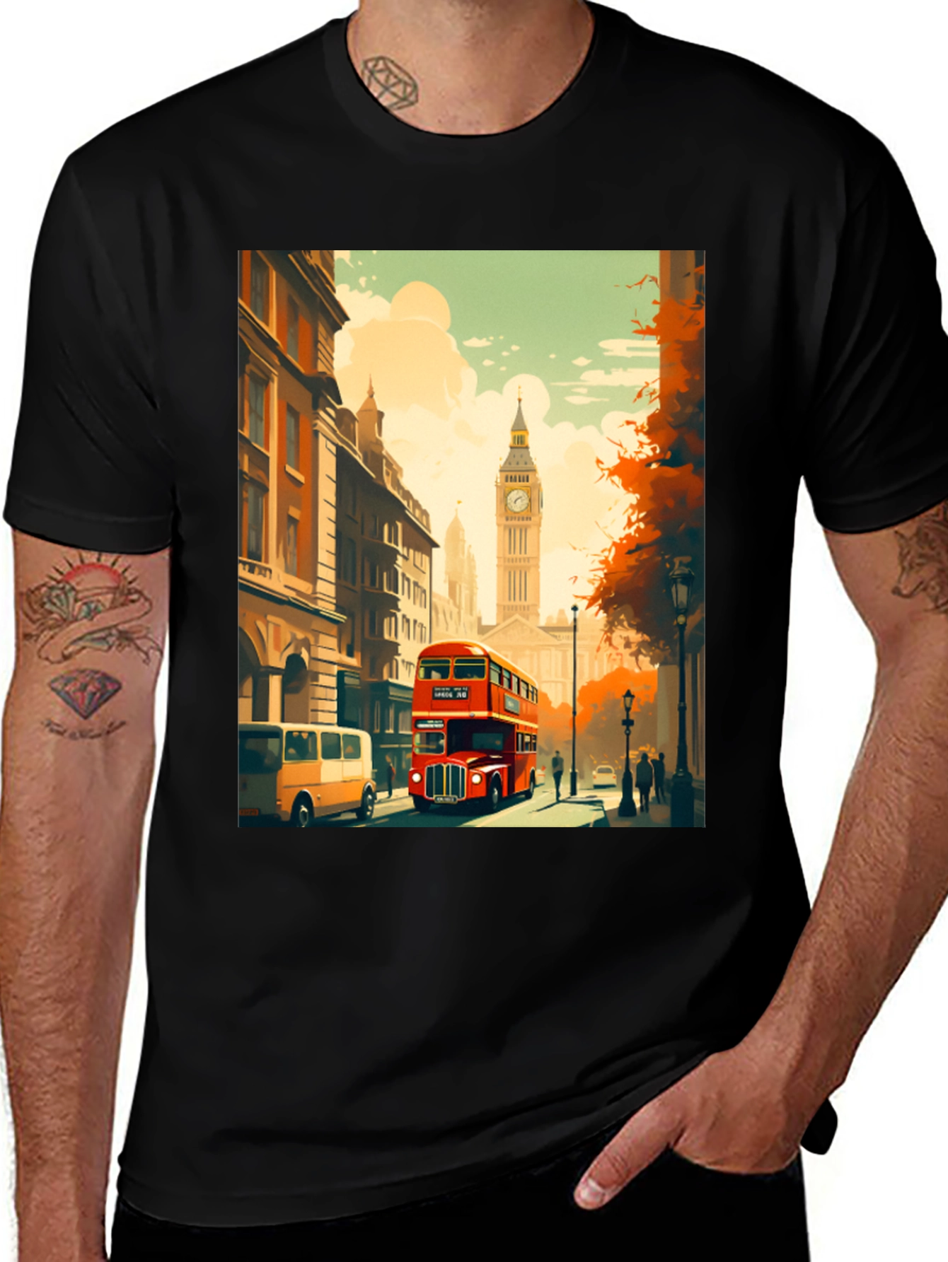 London Bus Scene Graphic Tee