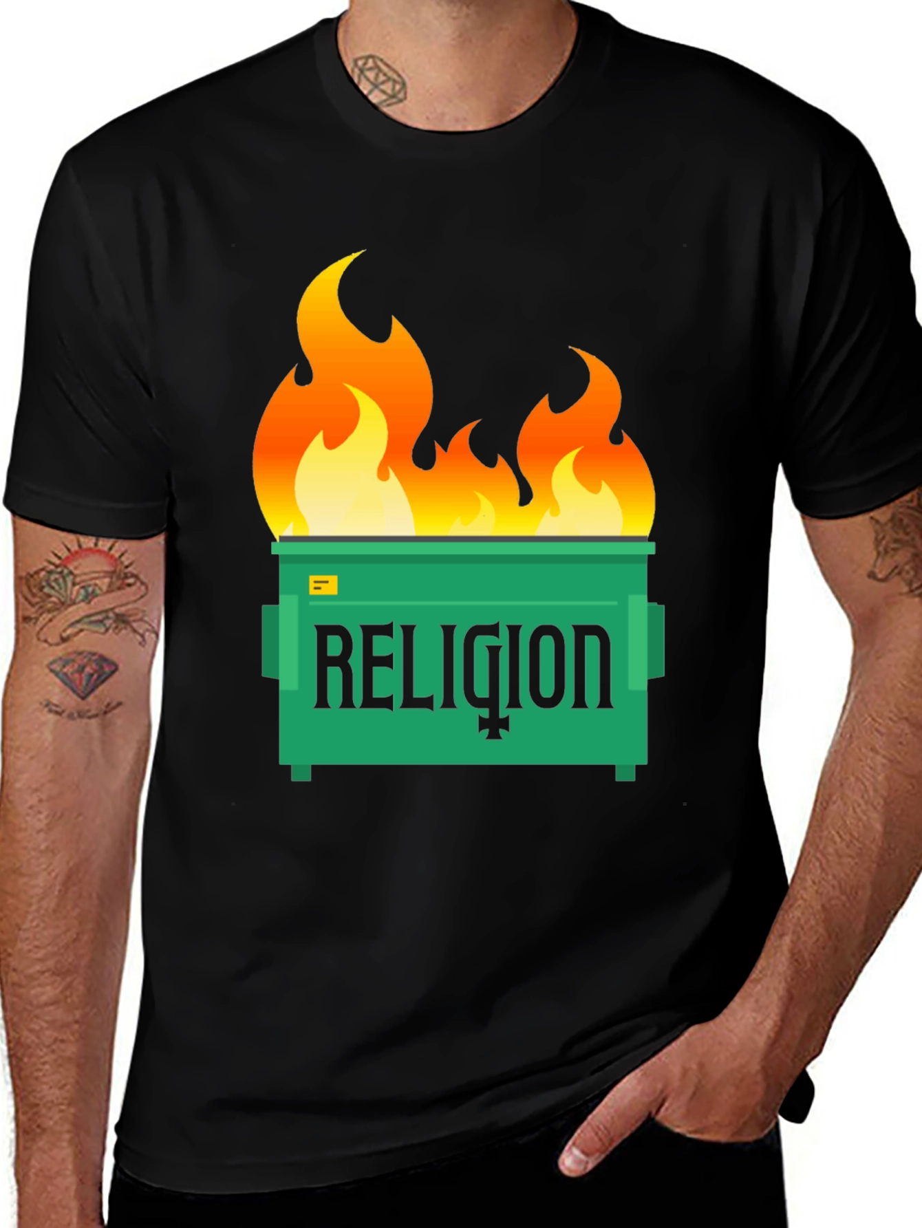 Variant 27 of Religion Dumpster Fire Graphic T-Shirt