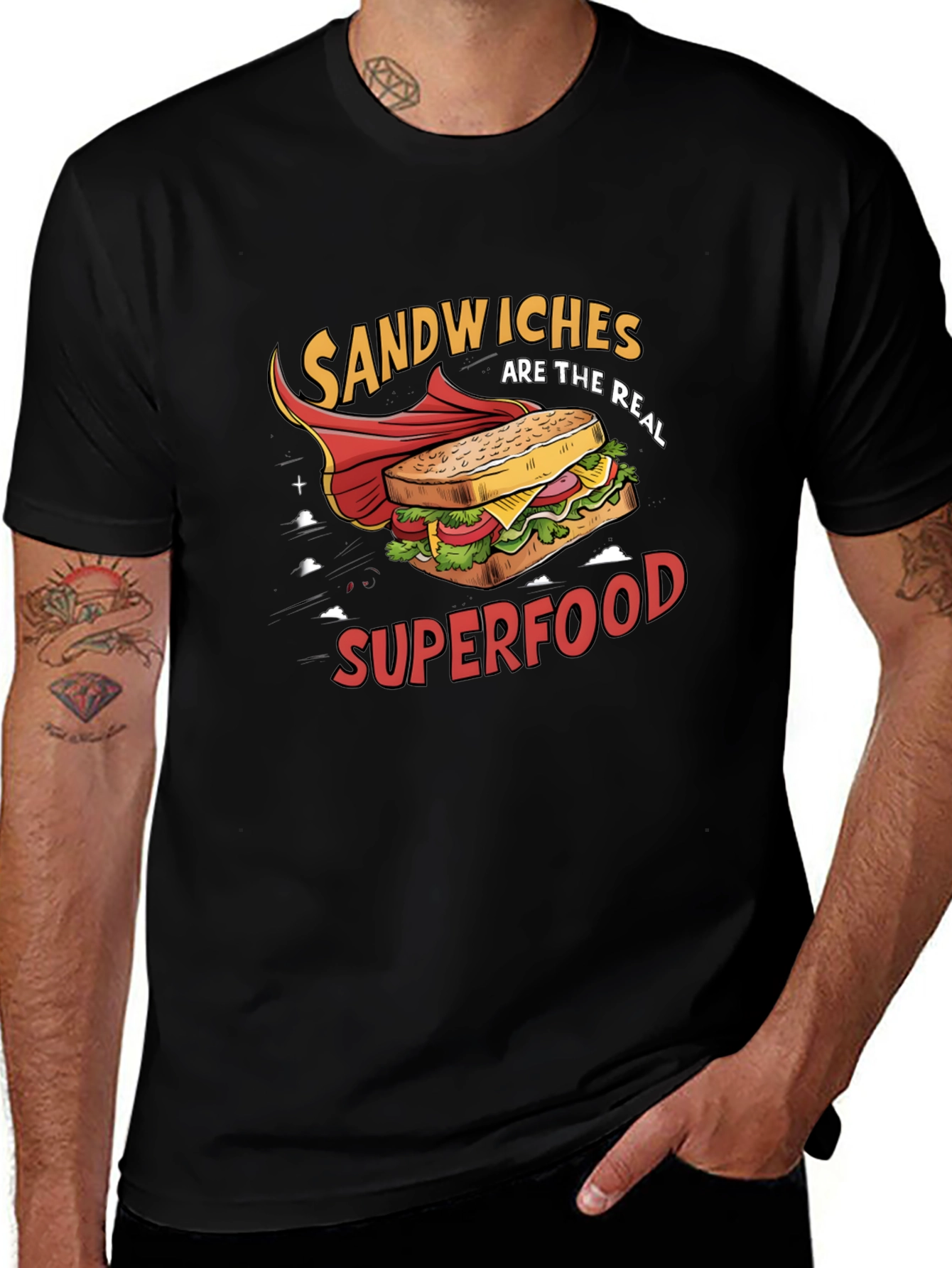 Variant 16 of Sandwiches Superfood Black T-Shirt