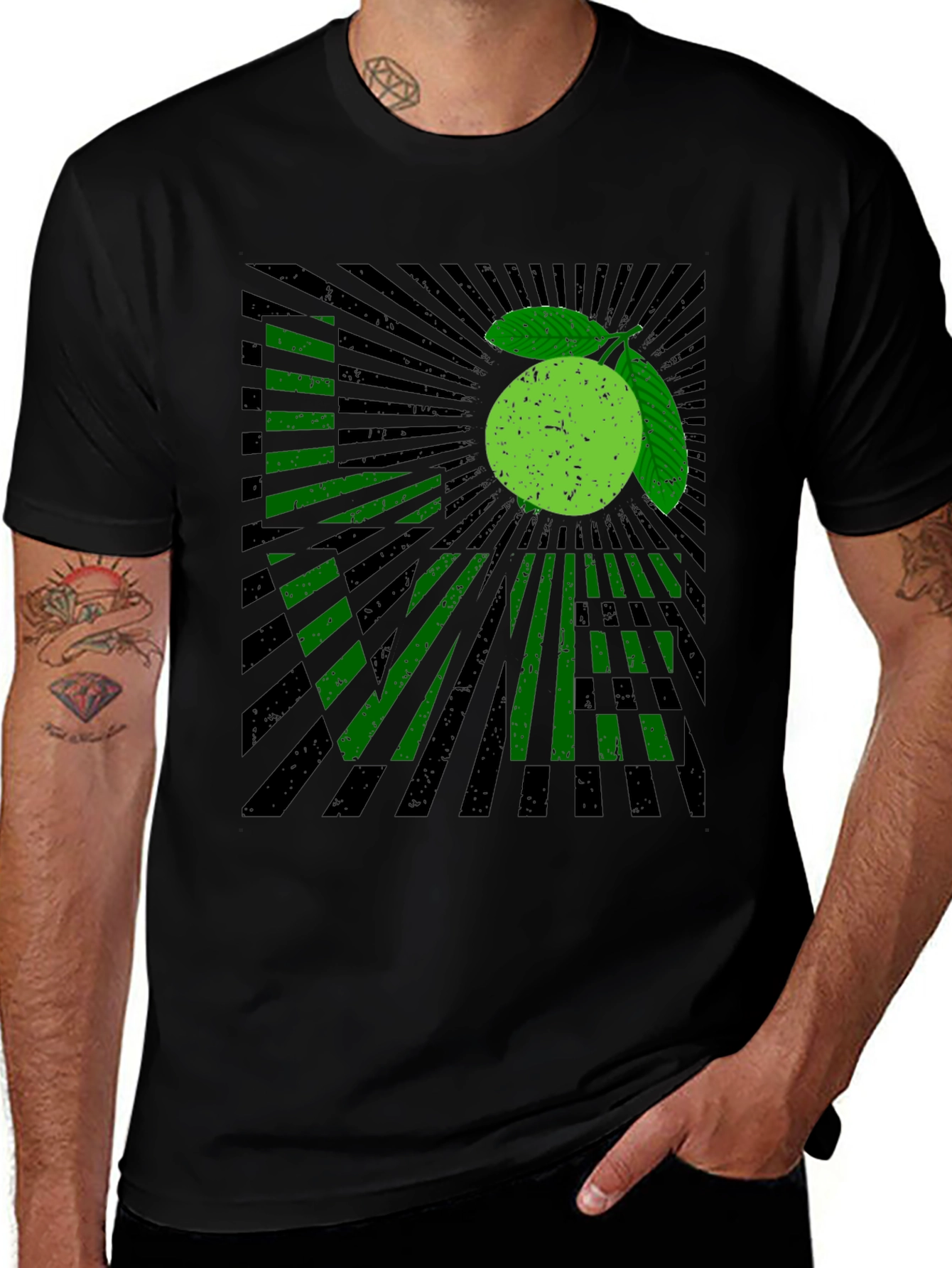 Variant 11 of Lime Love Graphic Print Black T-Shirt