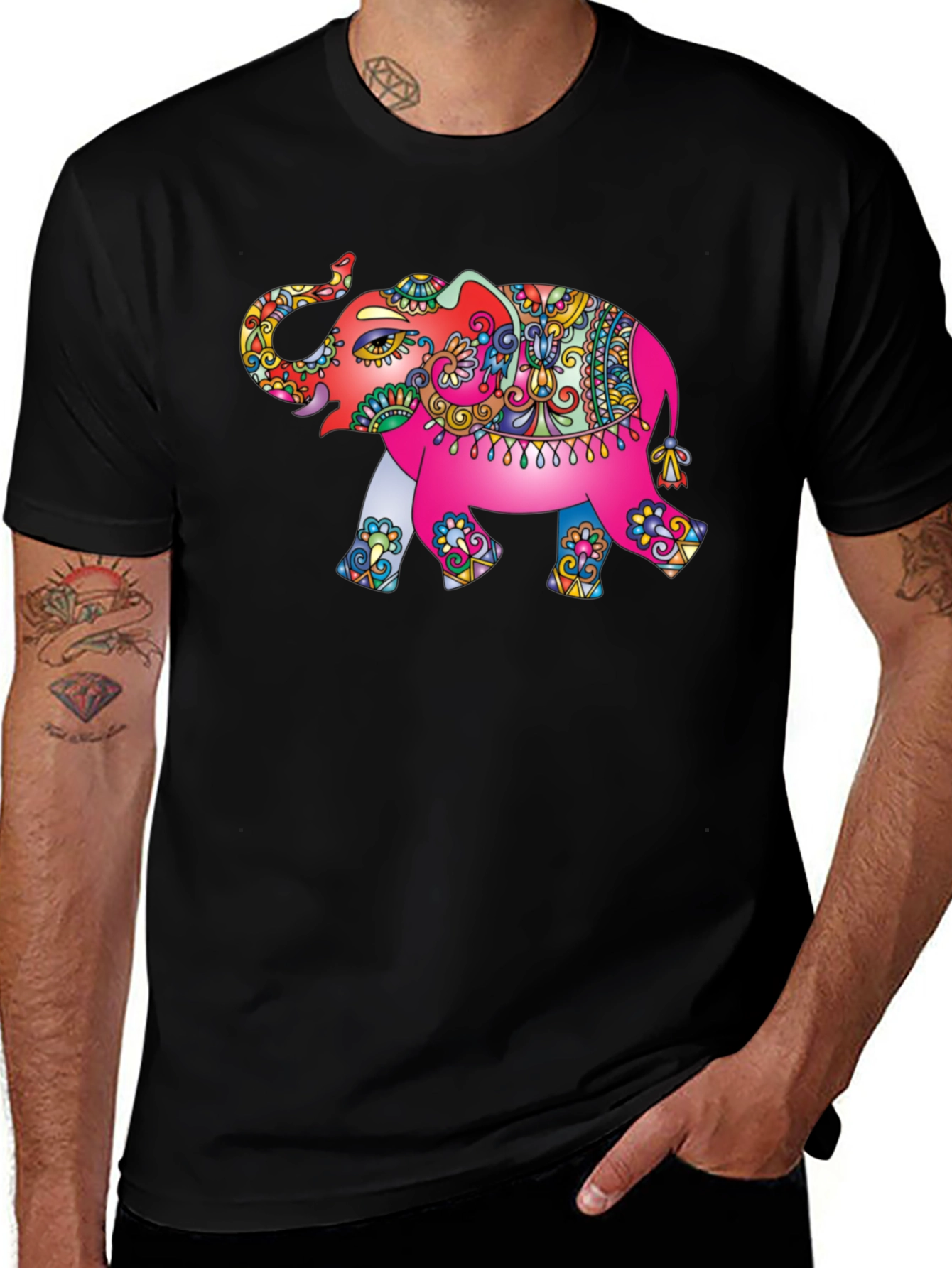 Variant 30 of Elephant Graphic Black T-Shirt