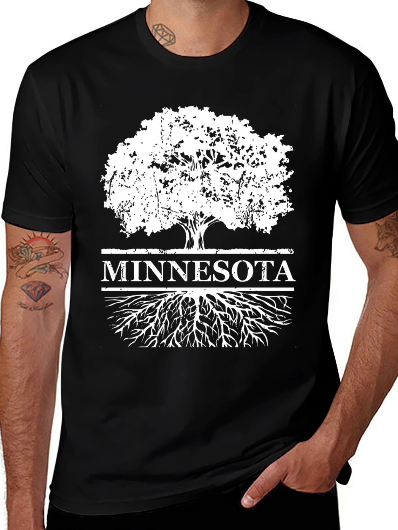 Minnesota Tree Roots Black T-Shirt
