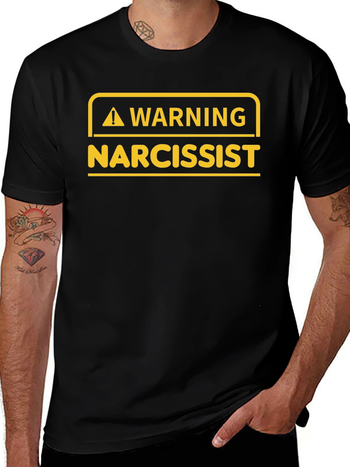 Variant 30 of Warning Narcissist Graphic Tee - Black