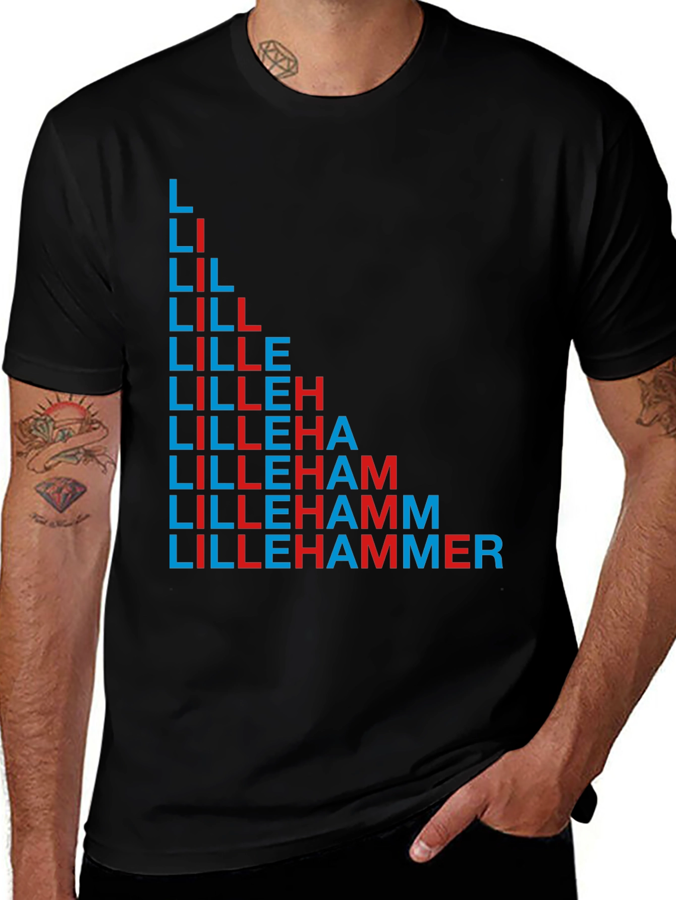 Lillehammer Text Design Black T-Shirt