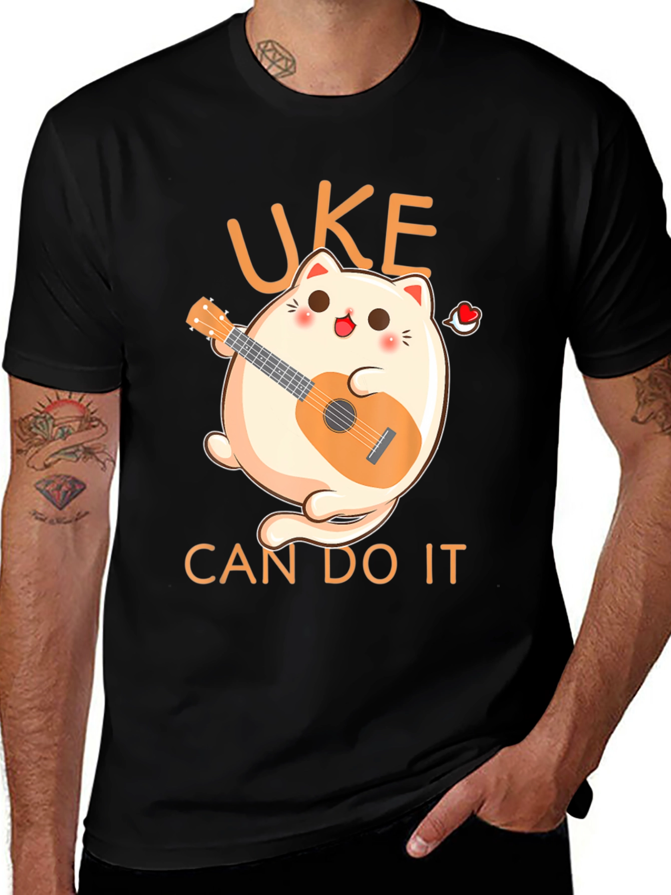 Variant 30 of Uke Can Do It T-Shirt - Kawaii Cat Ukulele