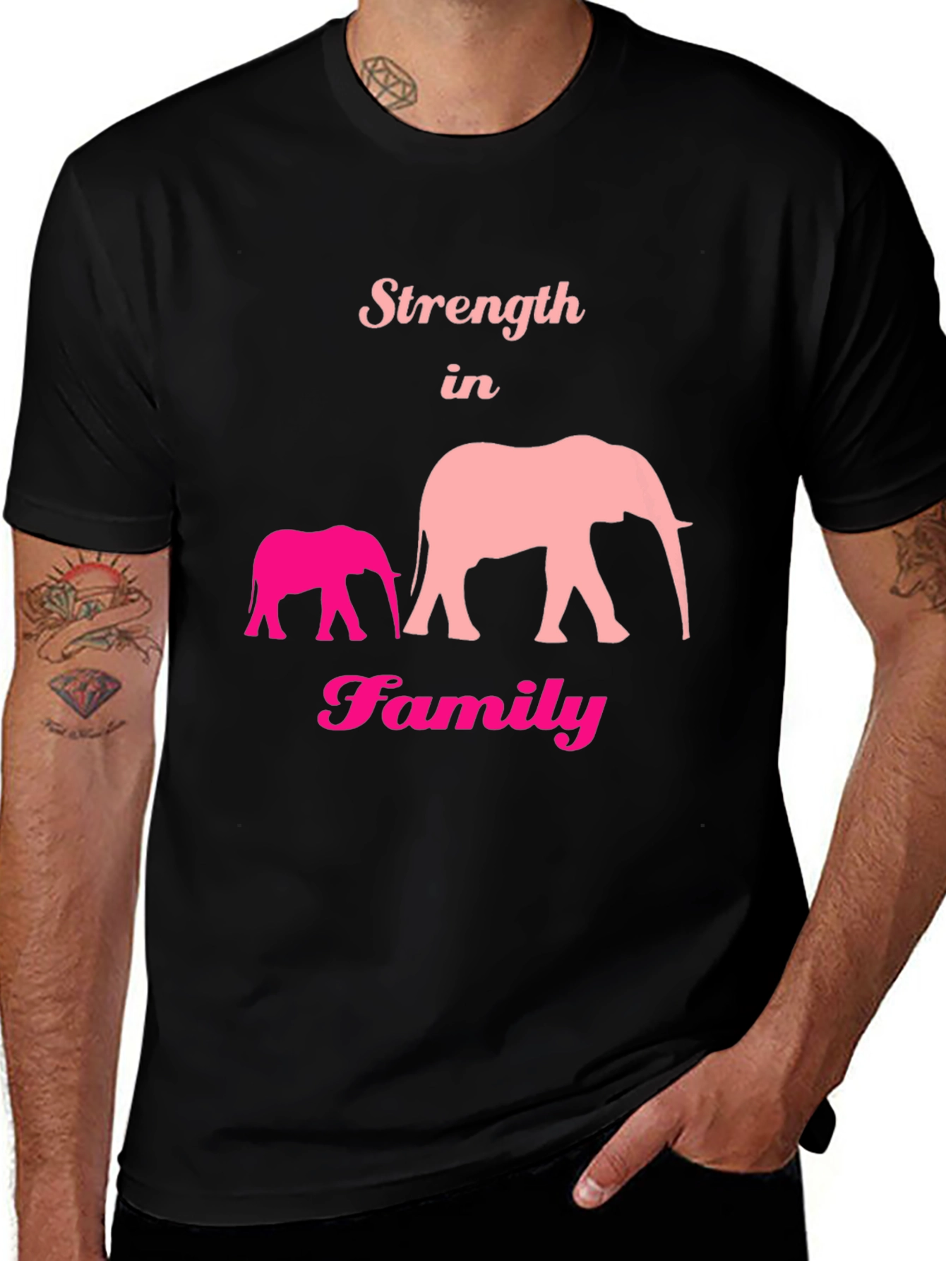 Variant 16 of Strength in Family Elephant Graphic T-Shirt