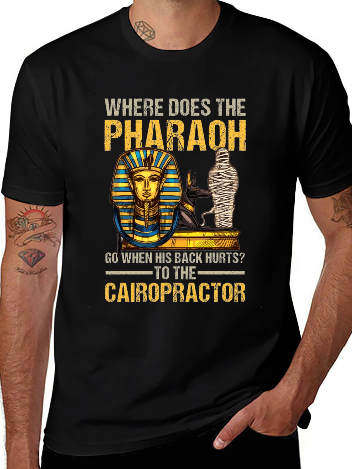 Variant 28 of Pharaoh Chiropractor T-Shirt - Funny Egyptian Back Pain Tee