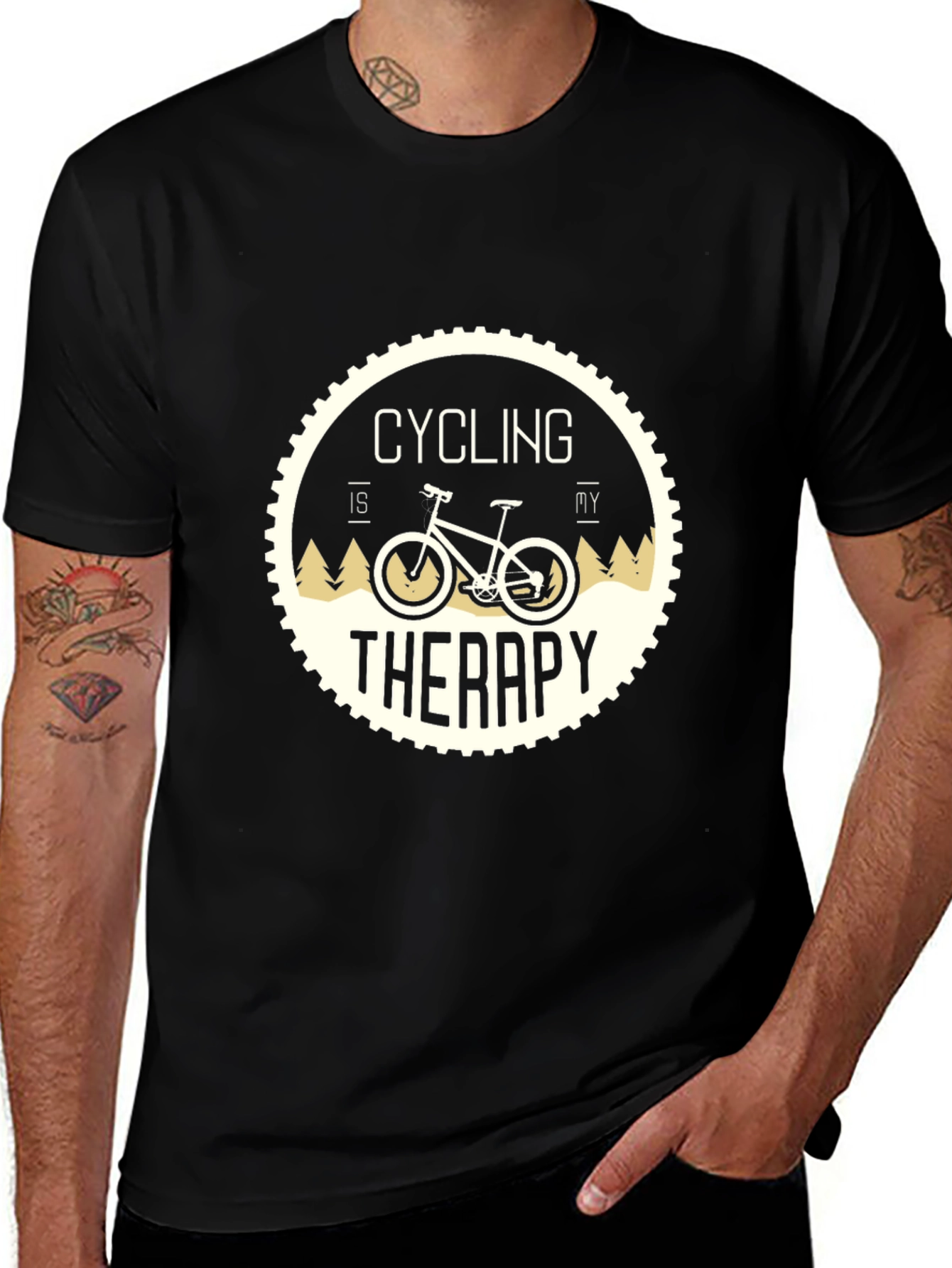 Variant 28 of Cycling Therapy T-Shirt: Black, Relaxed Fit