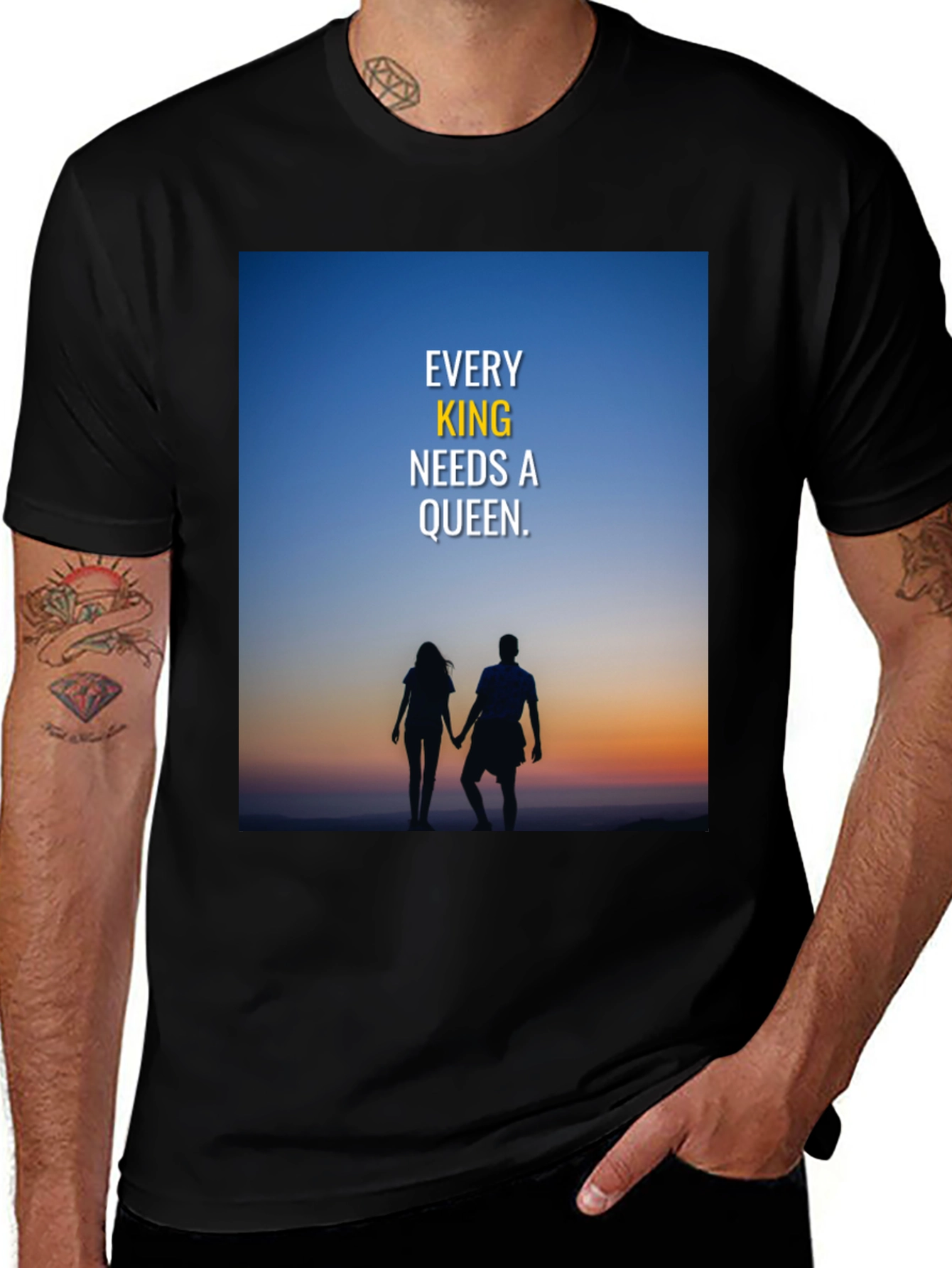 King and Queen Couple Silhouette T-Shirt