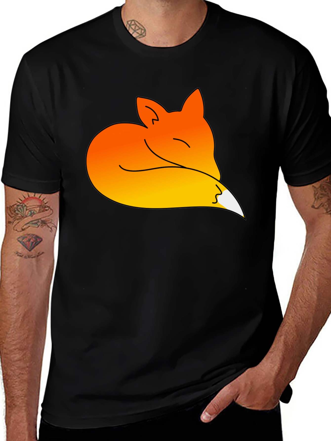 Variant 14 of Sleeping Fox Graphic Tee - Soft Black Cotton Shirt