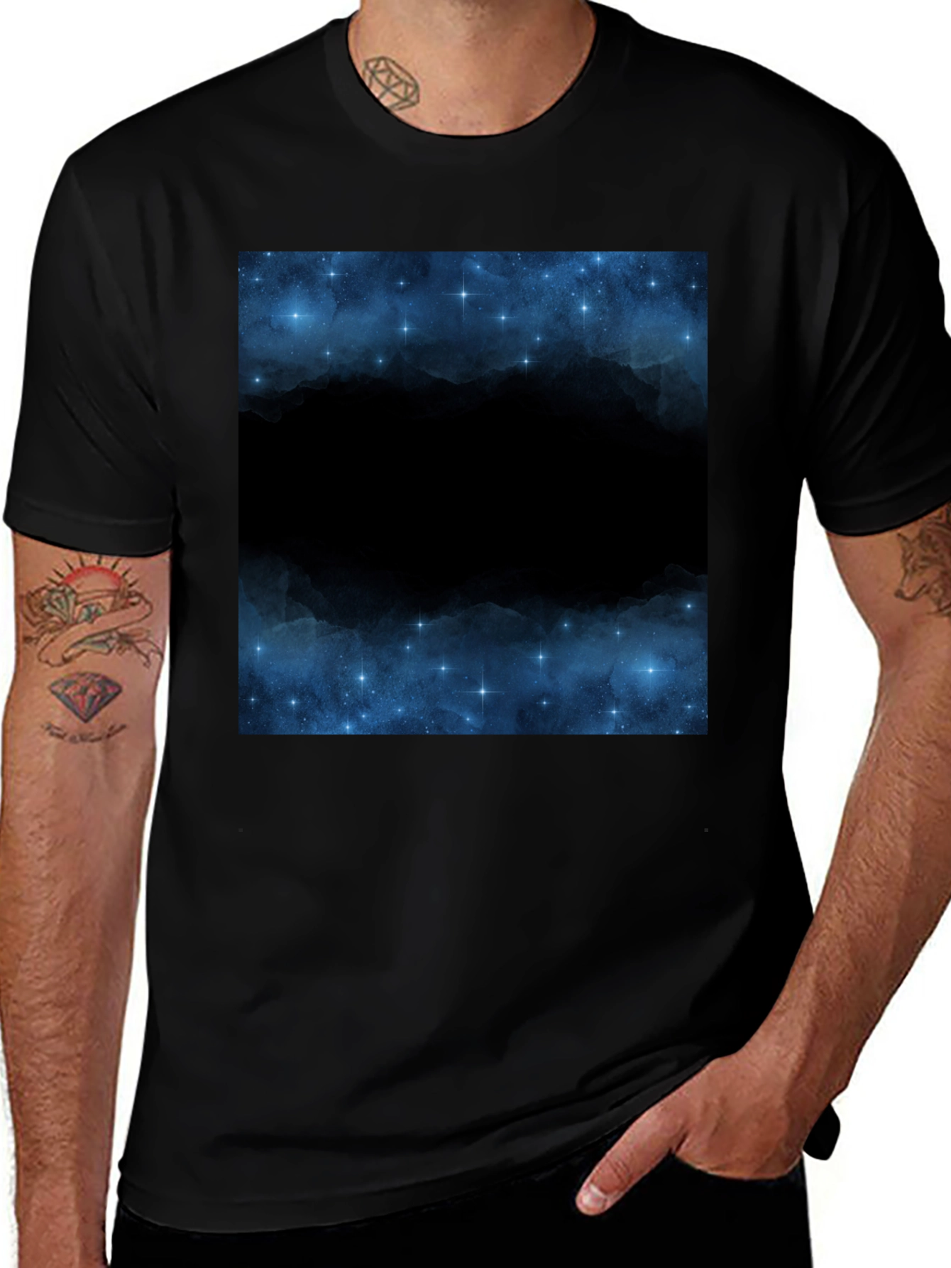 Variant 6 of Nebula Graphic Print Crew Neck T-Shirt