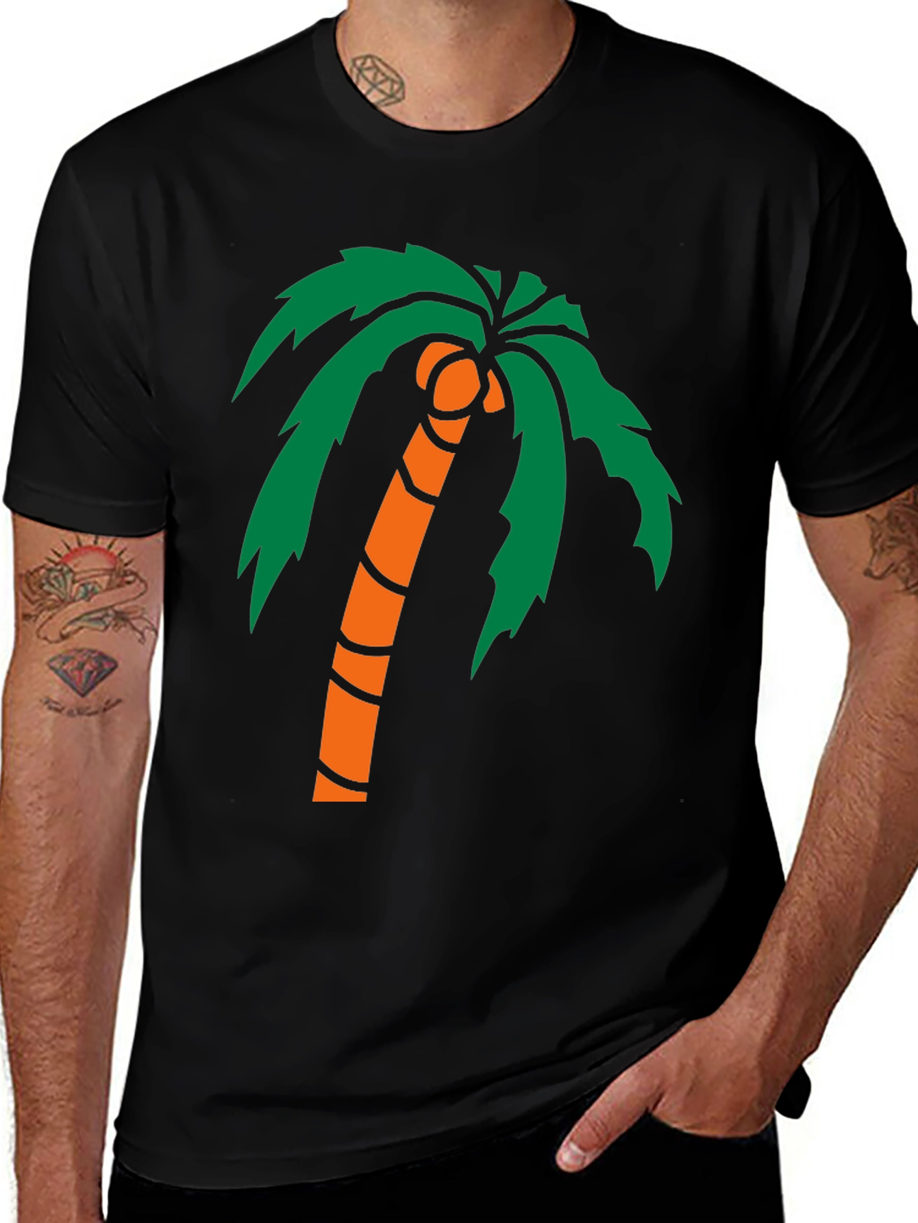 Variant 18 of Palm Tree Graphic Black T-Shirt