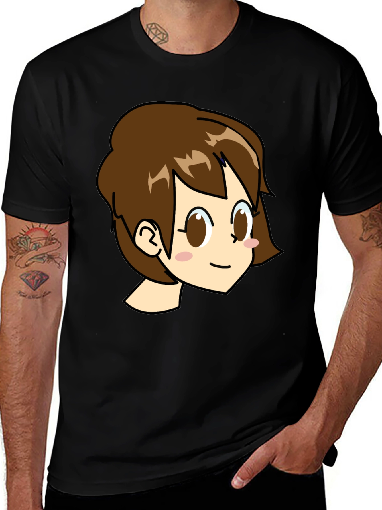 Variant 19 of Cute Anime Girl Graphic Black T-Shirt