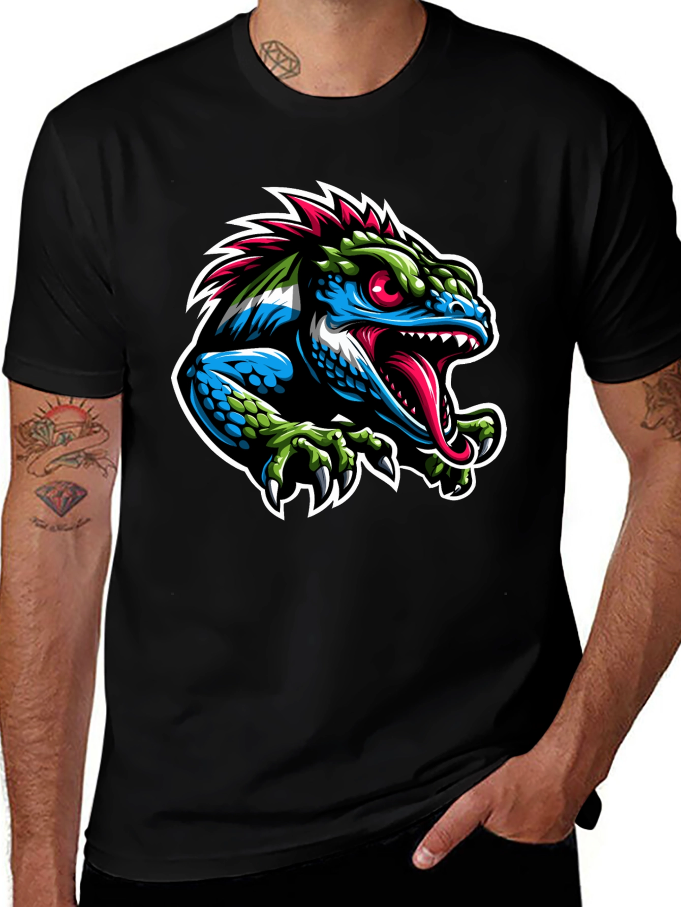 Variant 5 of Lizard Graphic Black T-Shirt
