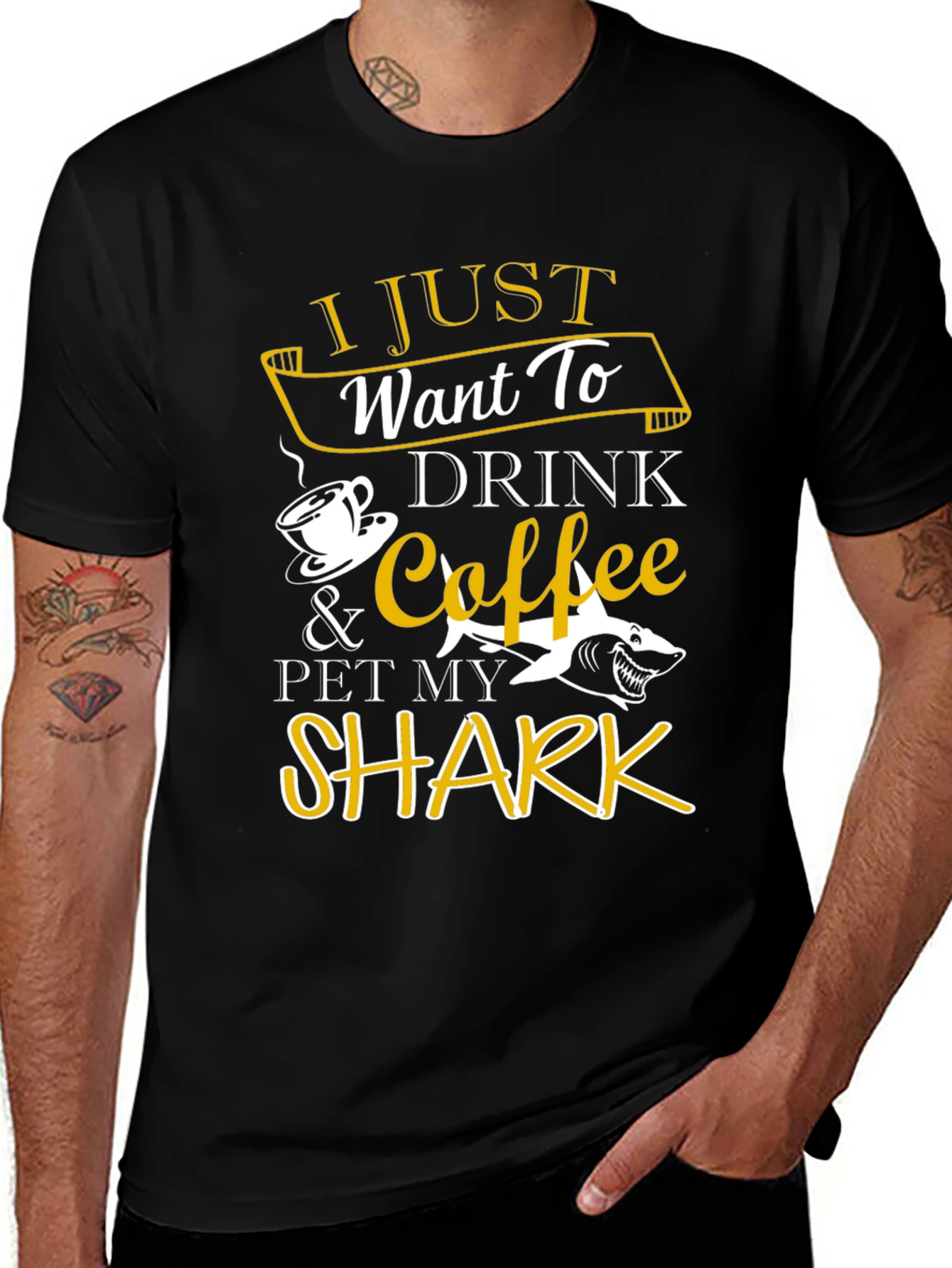 Variant 23 of Drink Coffee Pet Shark T-Shirt