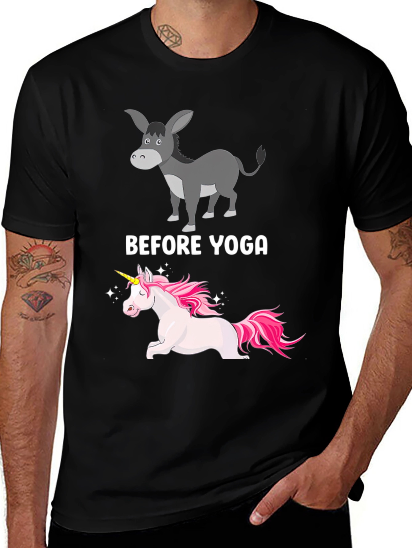 Variant 16 of Before Yoga T-Shirt - Donkey Unicorn Graphic Tee