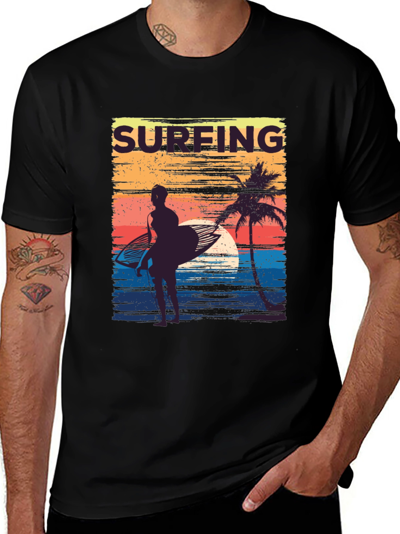 Variant 12 of Surfing Sunset Graphic Tee - Retro Beach T-Shirt